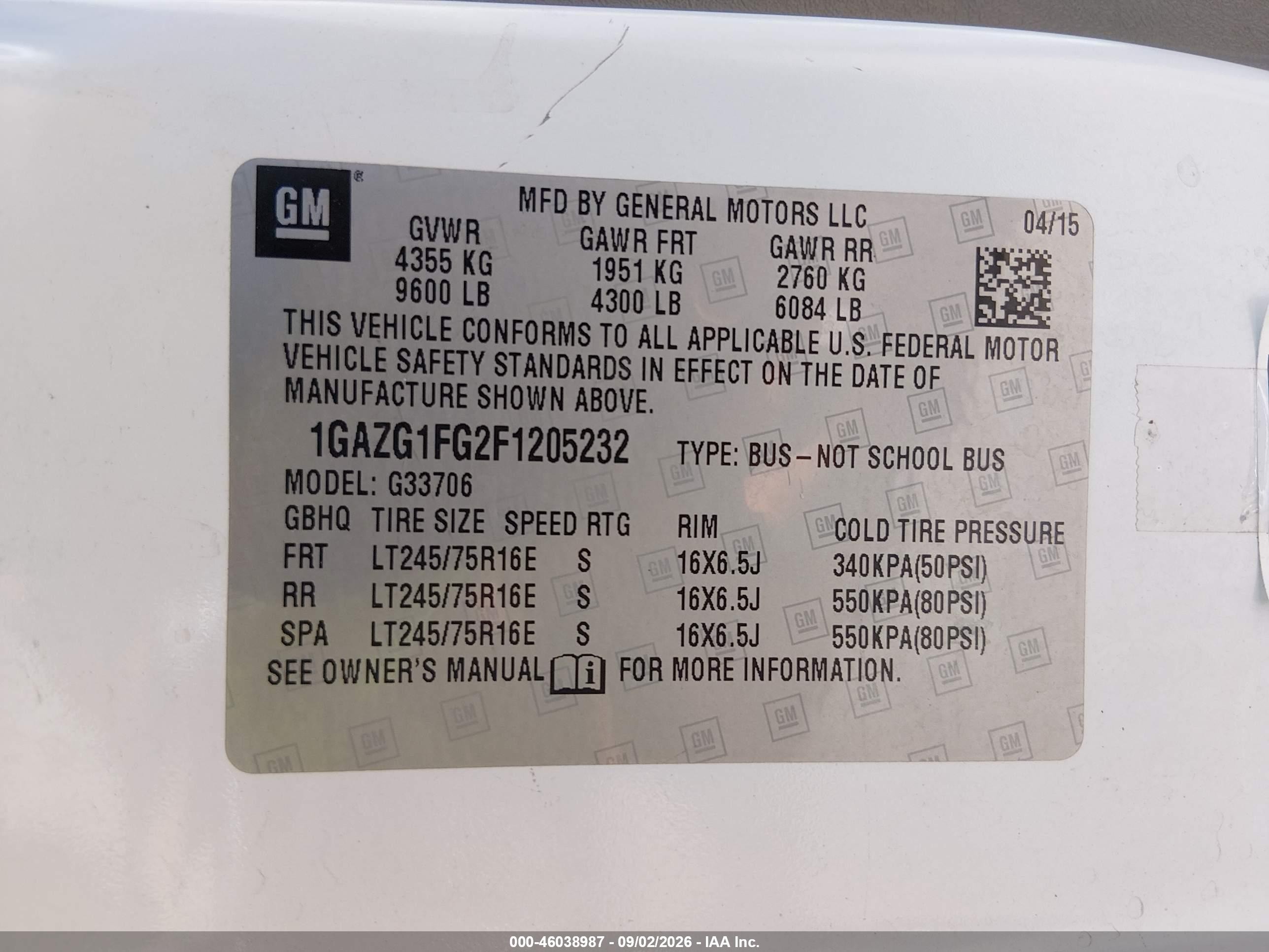 2015 Chevrolet Express 3500 Lt White vin: 1GAZG1FG2F1205232