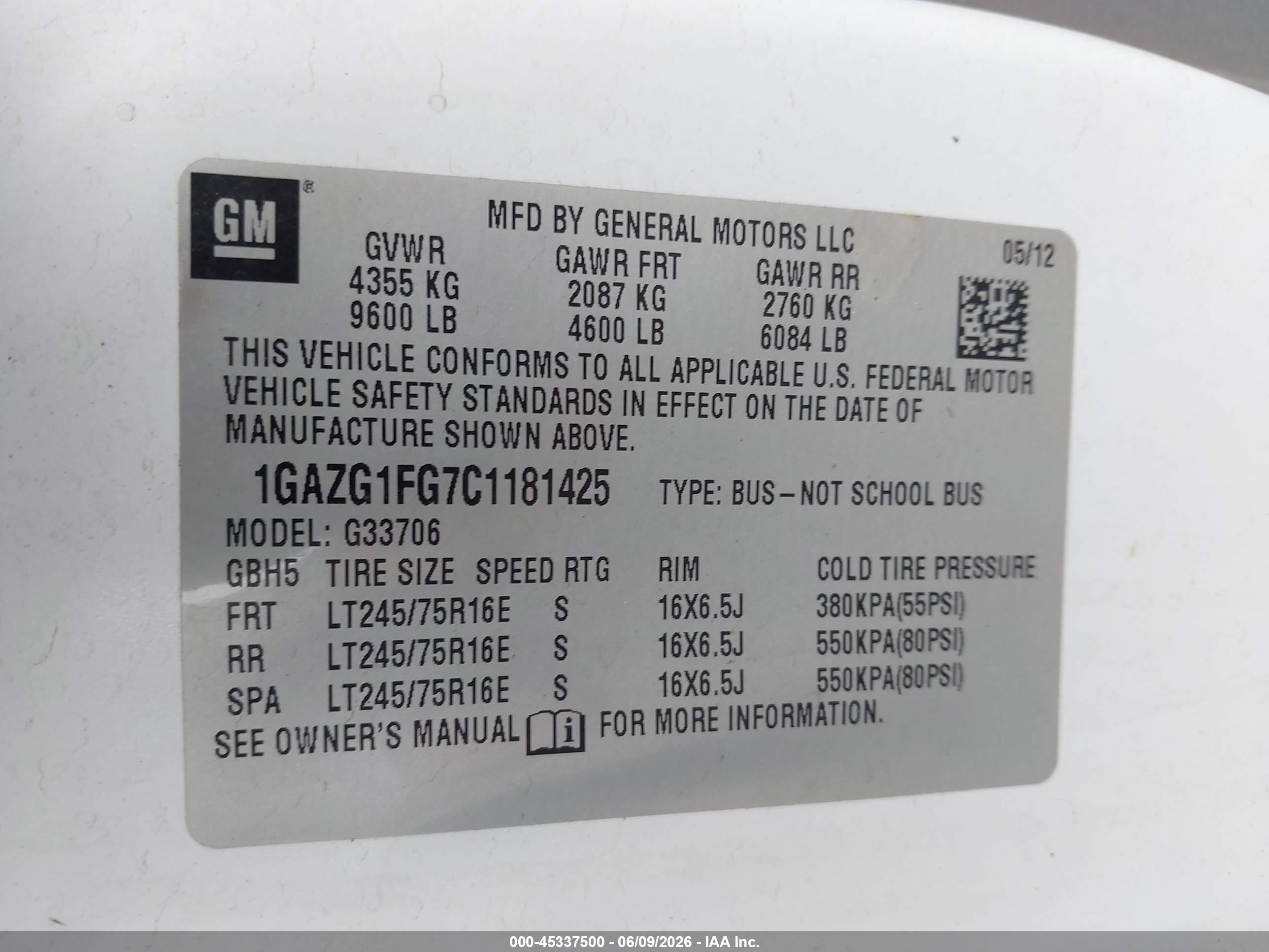 2012 Chevrolet Express 3500 Lt Белый vin: 1GAZG1FG7C1181425