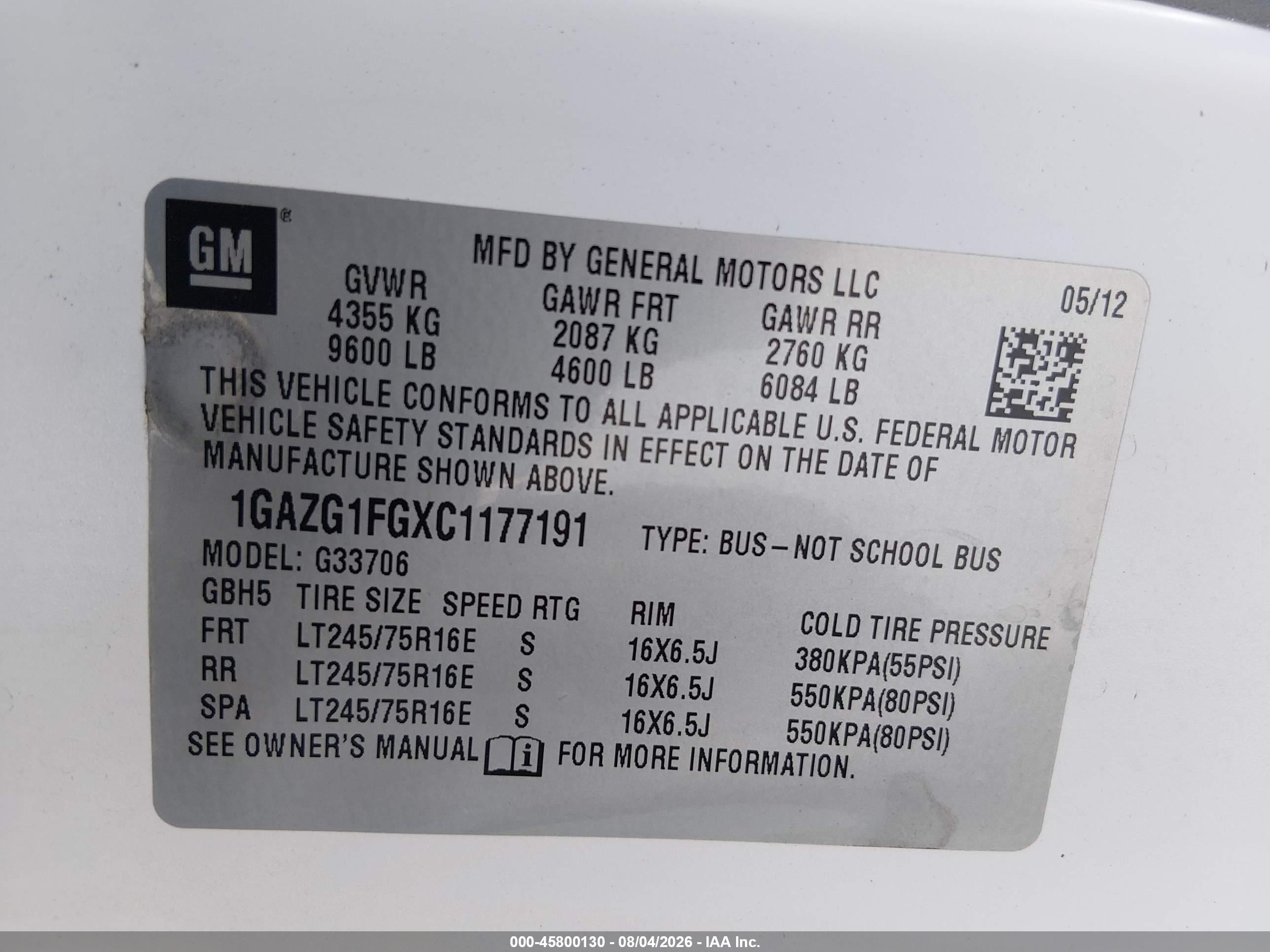 2012 Chevrolet Express 3500 Lt White vin: 1GAZG1FGXC1177191