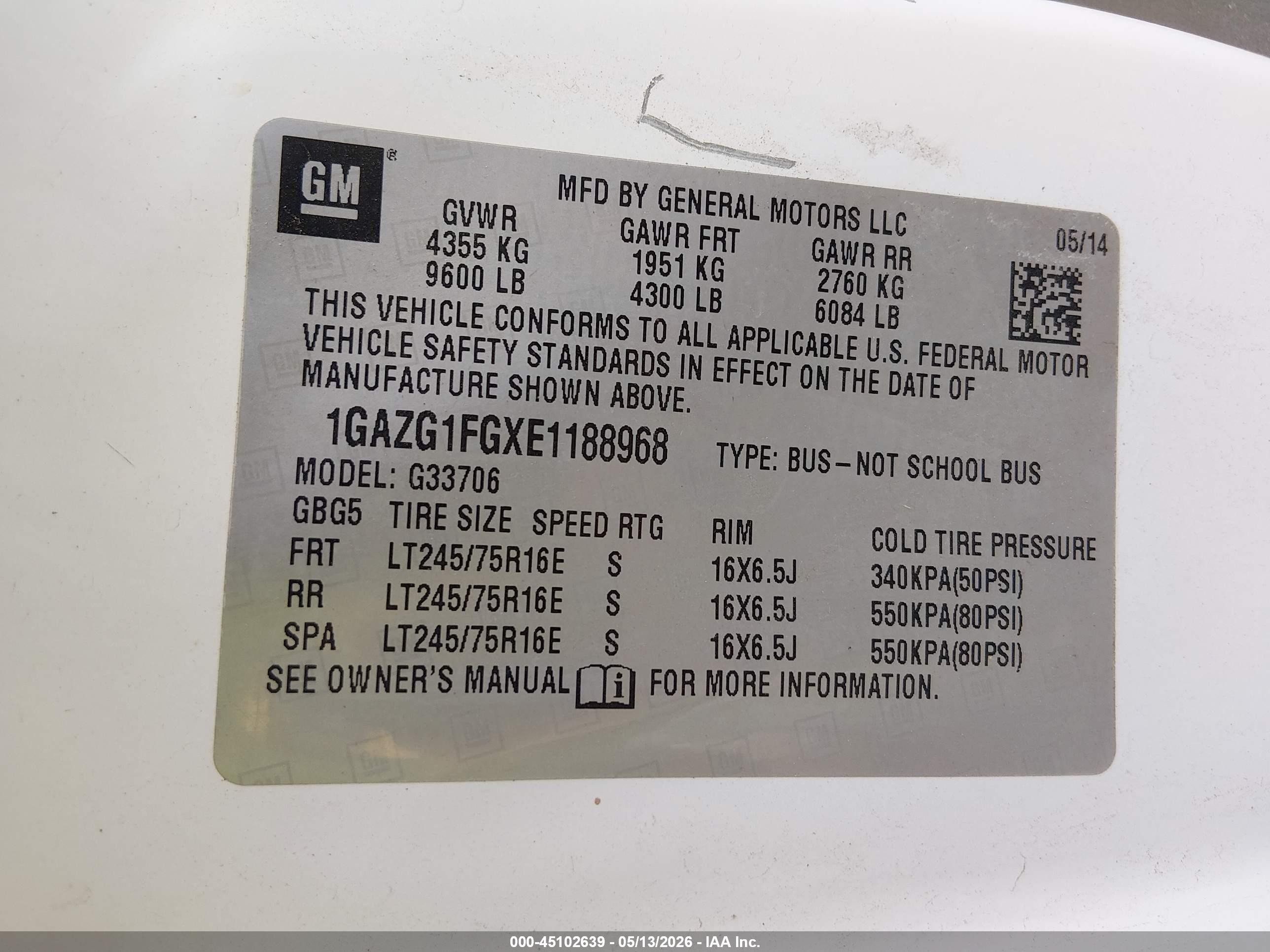 2014 Chevrolet Express 3500 Lt White vin: 1GAZG1FGXE1188968