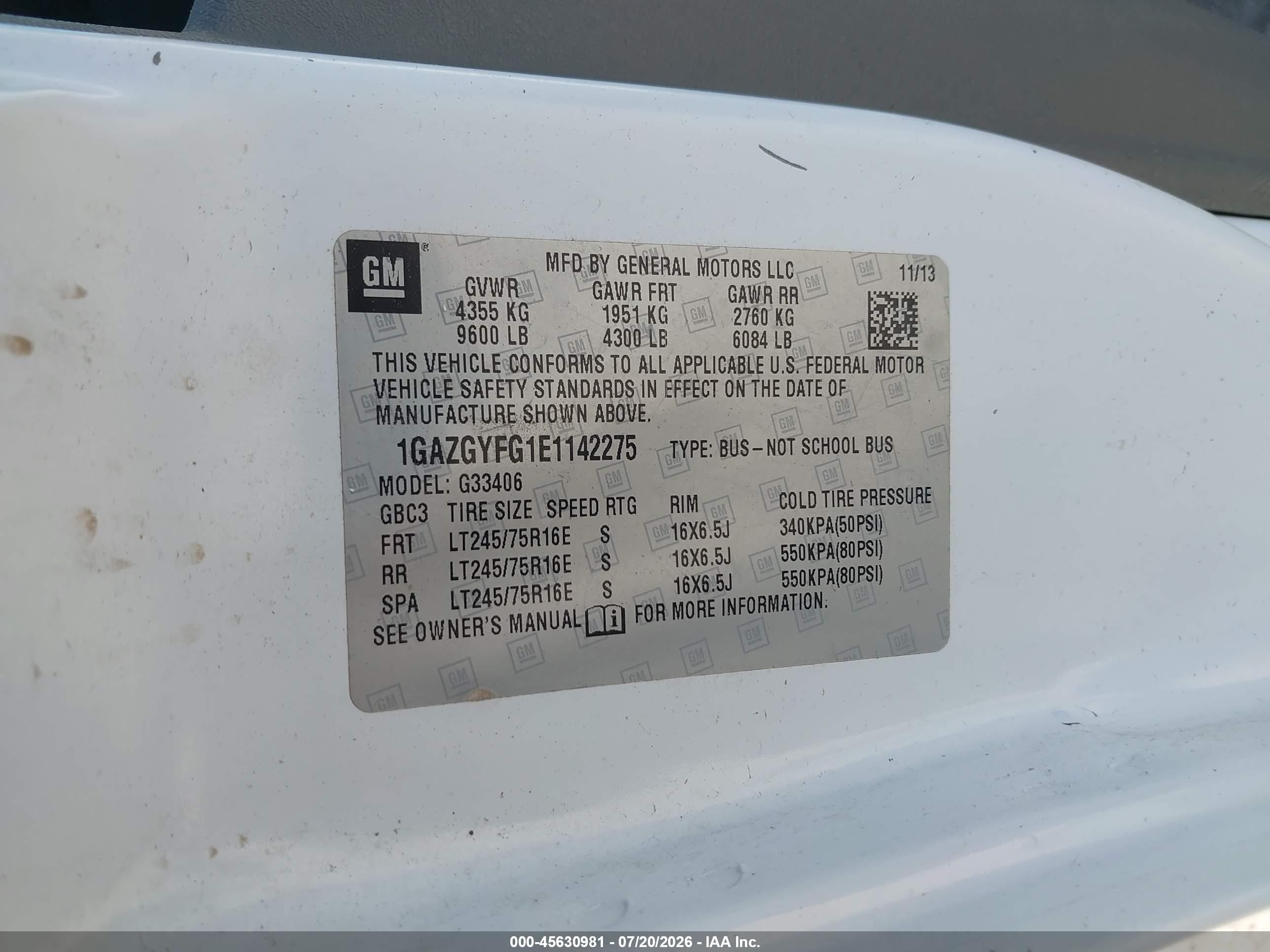 2014 Chevrolet Express 3500 Lt Белый vin: 1GAZGYFG1E1142275