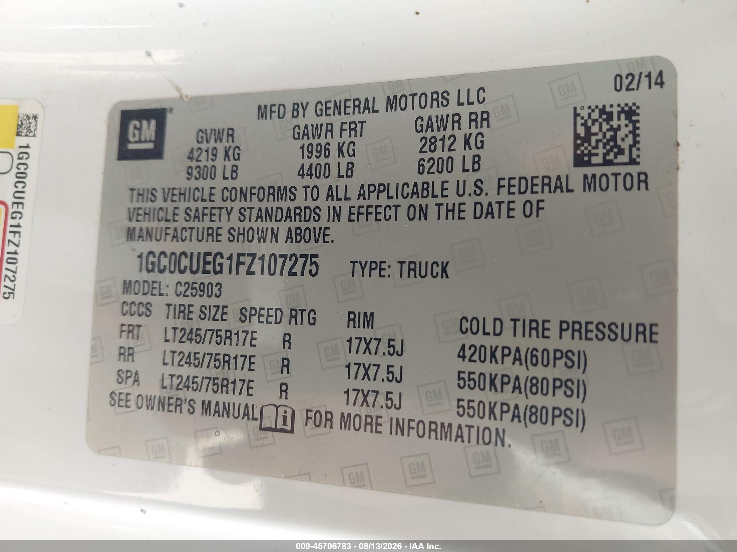 2015 Chevrolet Silverado 2500hd Work Truck White vin: 1GC0CUEG1FZ107275