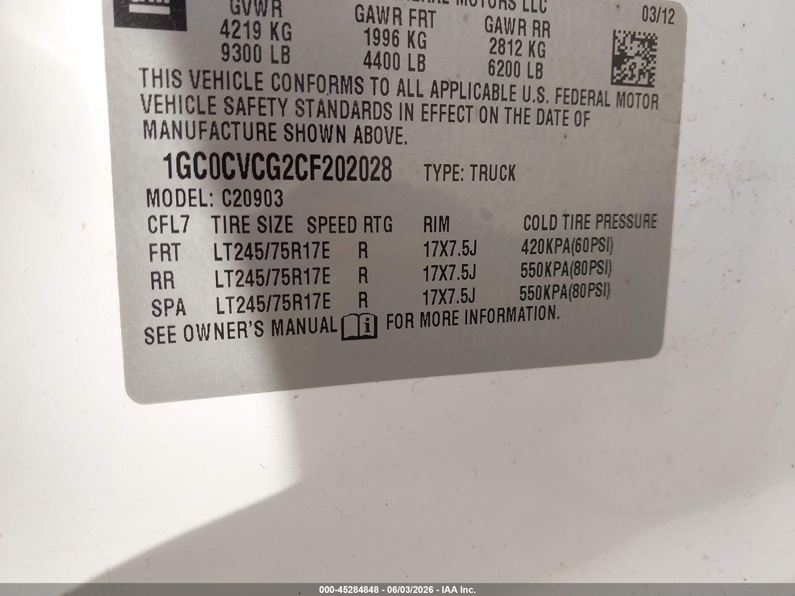 2012 Chevrolet Silverado 2500hd Work Truck White vin: 1GC0CVCG2CF202028