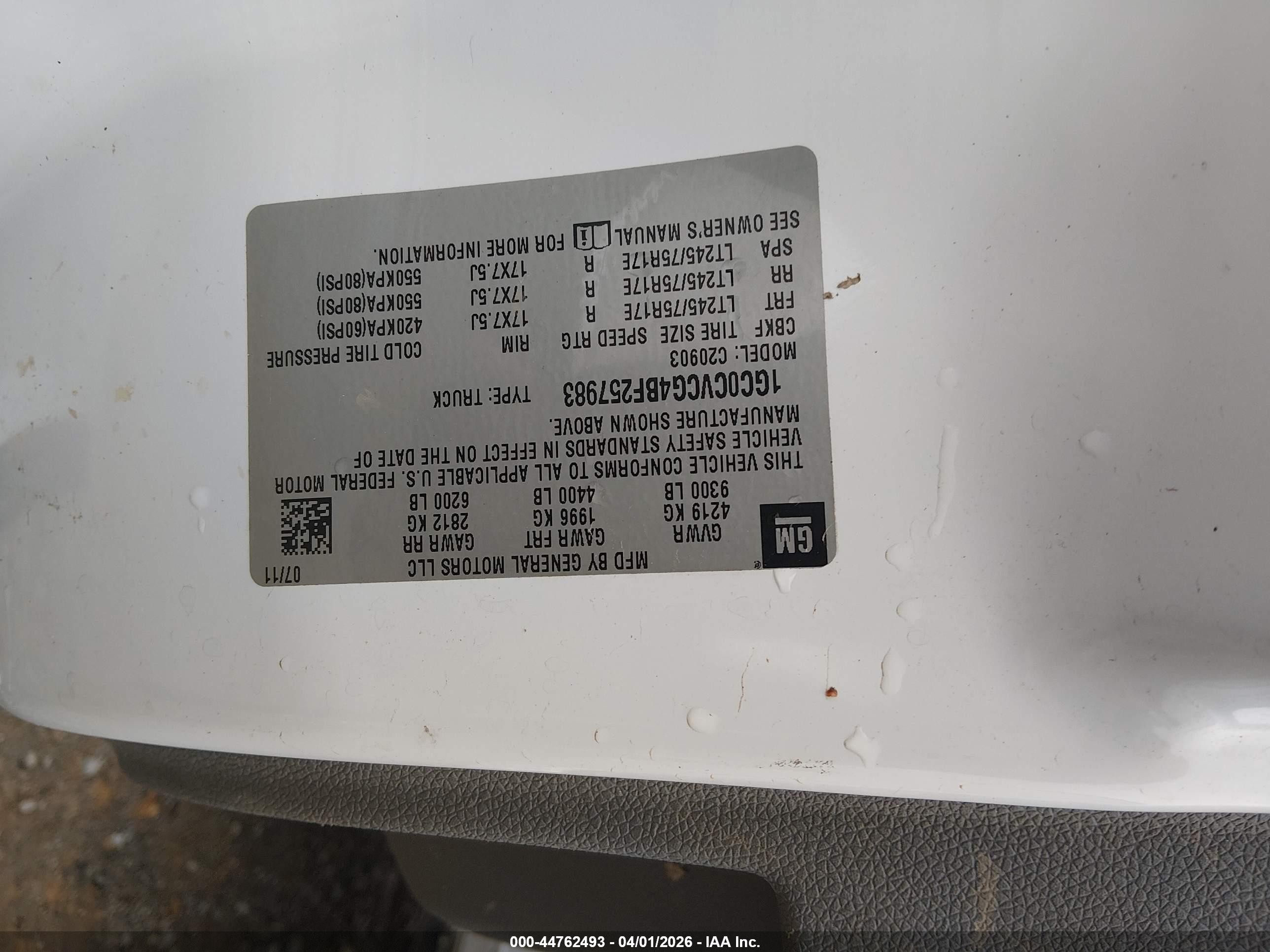 2011 Chevrolet Silverado 2500hd Work Truck White vin: 1GC0CVCG4BF257983