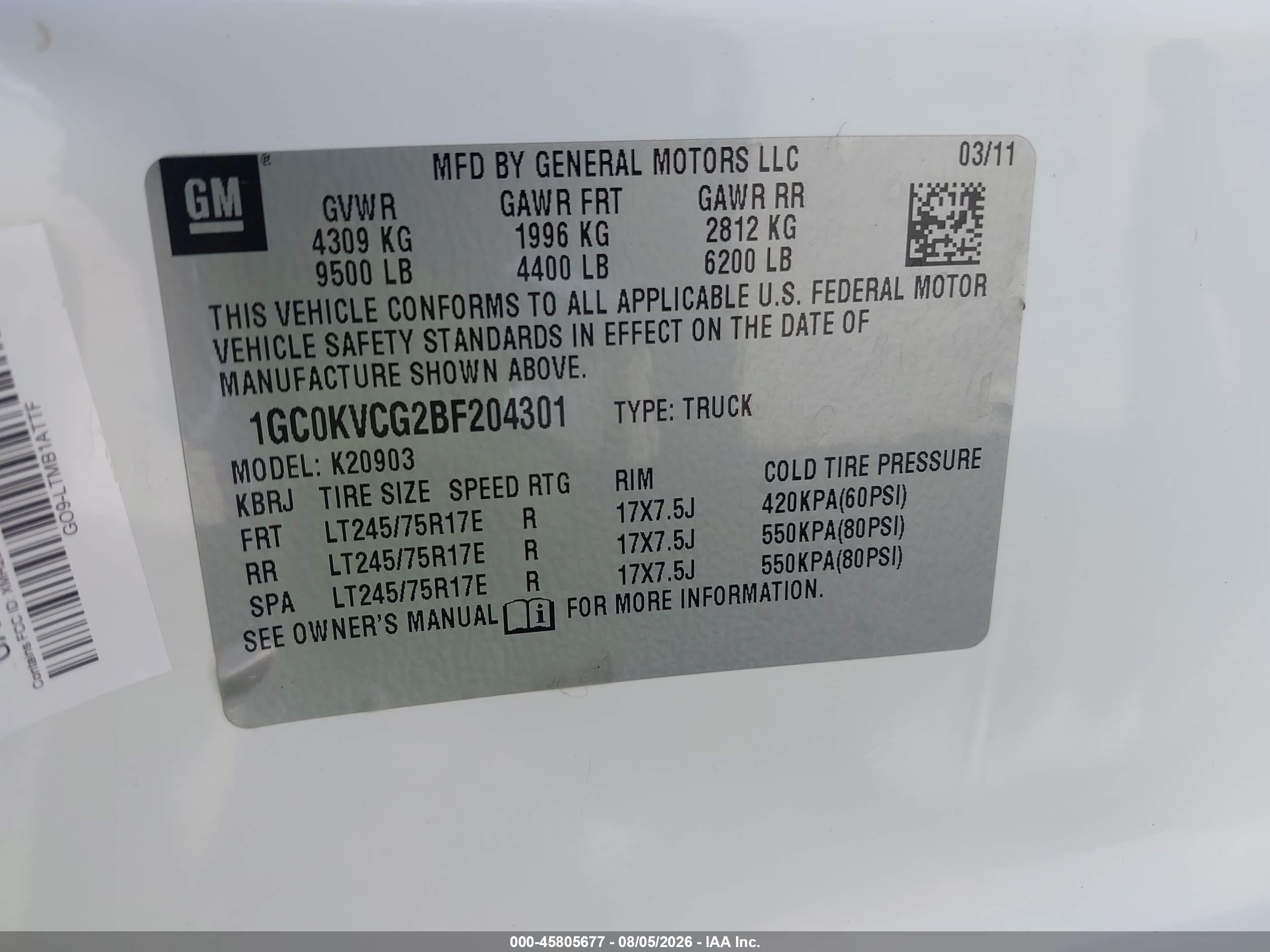 2011 Chevrolet Silverado 2500hd Work Truck Белый vin: 1GC0KVCG2BF204301