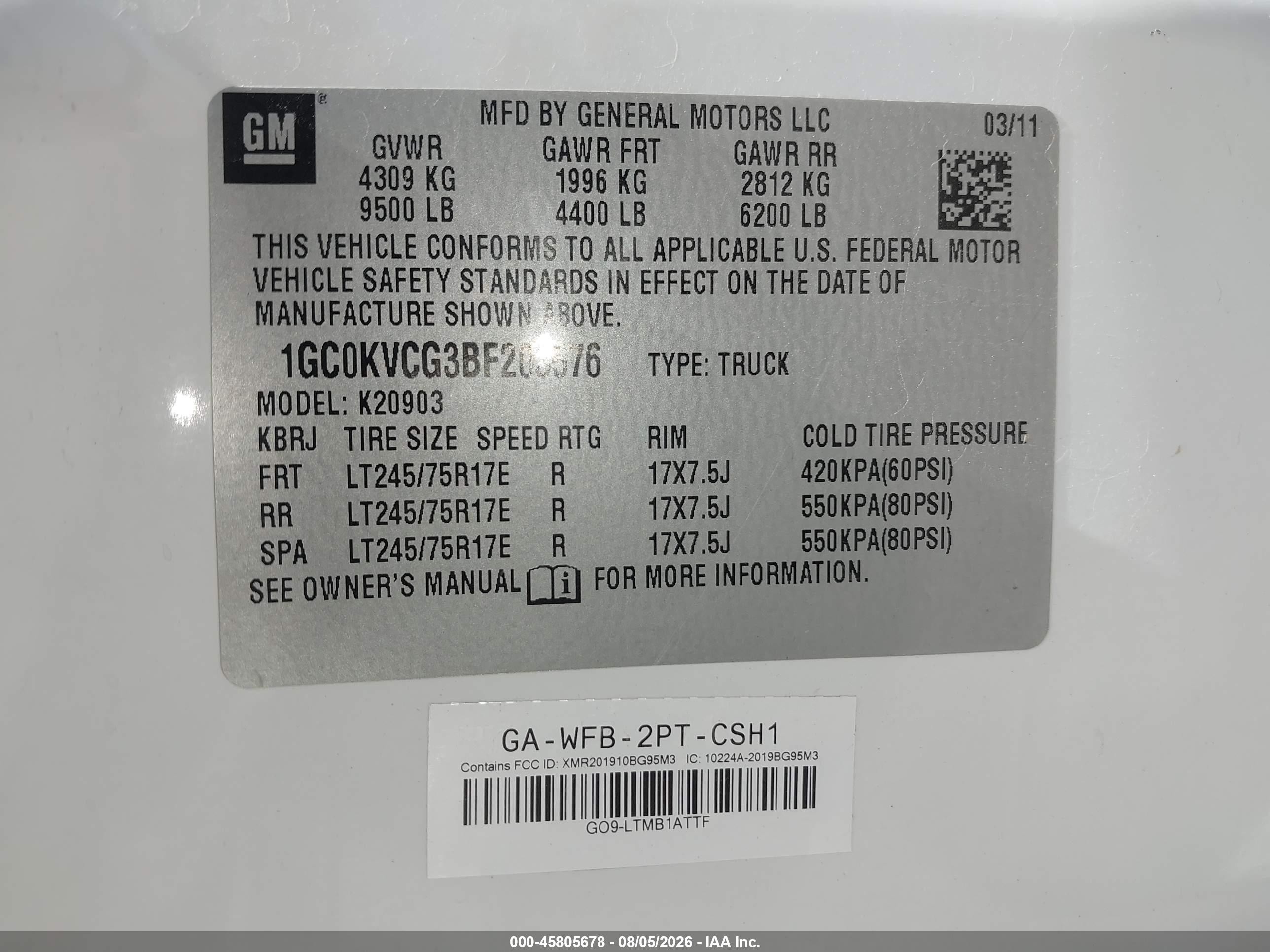 2011 Chevrolet Silverado 2500hd Work Truck White vin: 1GC0KVCG3BF203576