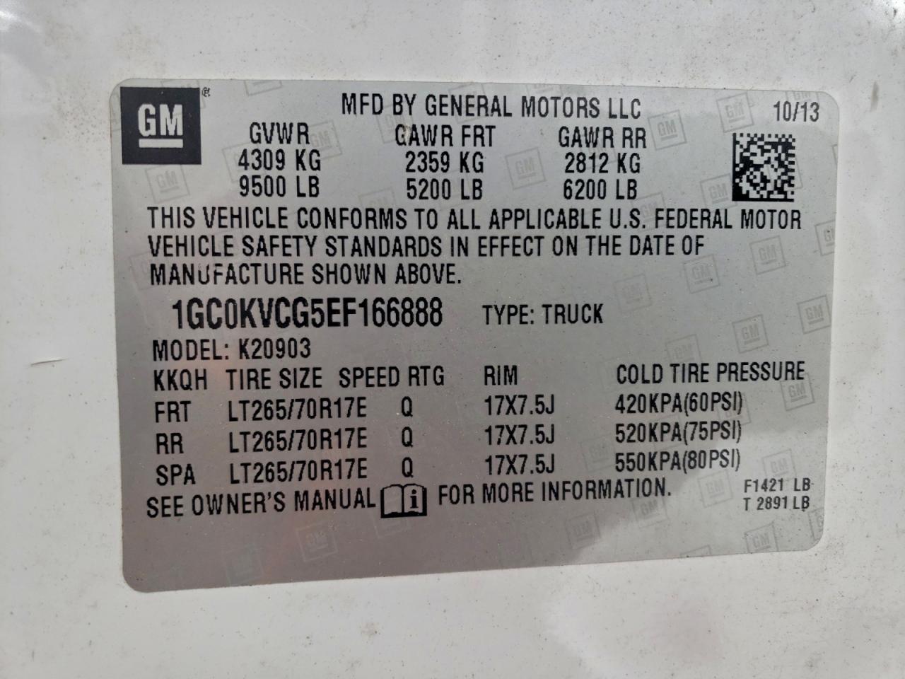 2014 Chev 2500hd 4x4 / Workpod White vin: 1GC0KVCG5EF166888