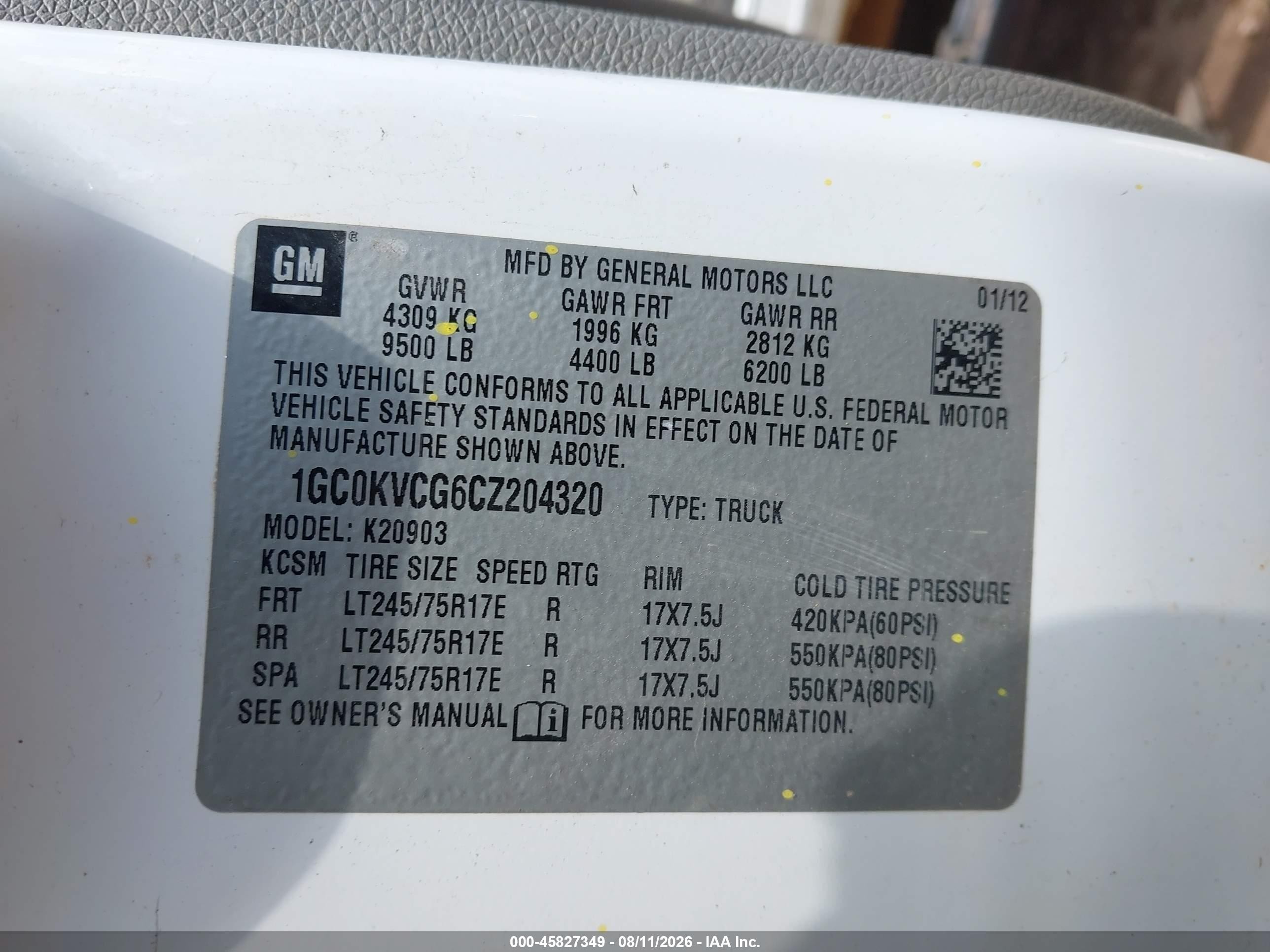 2012 Chevrolet Silverado 2500hd Work Truck White vin: 1GC0KVCG6CZ204320