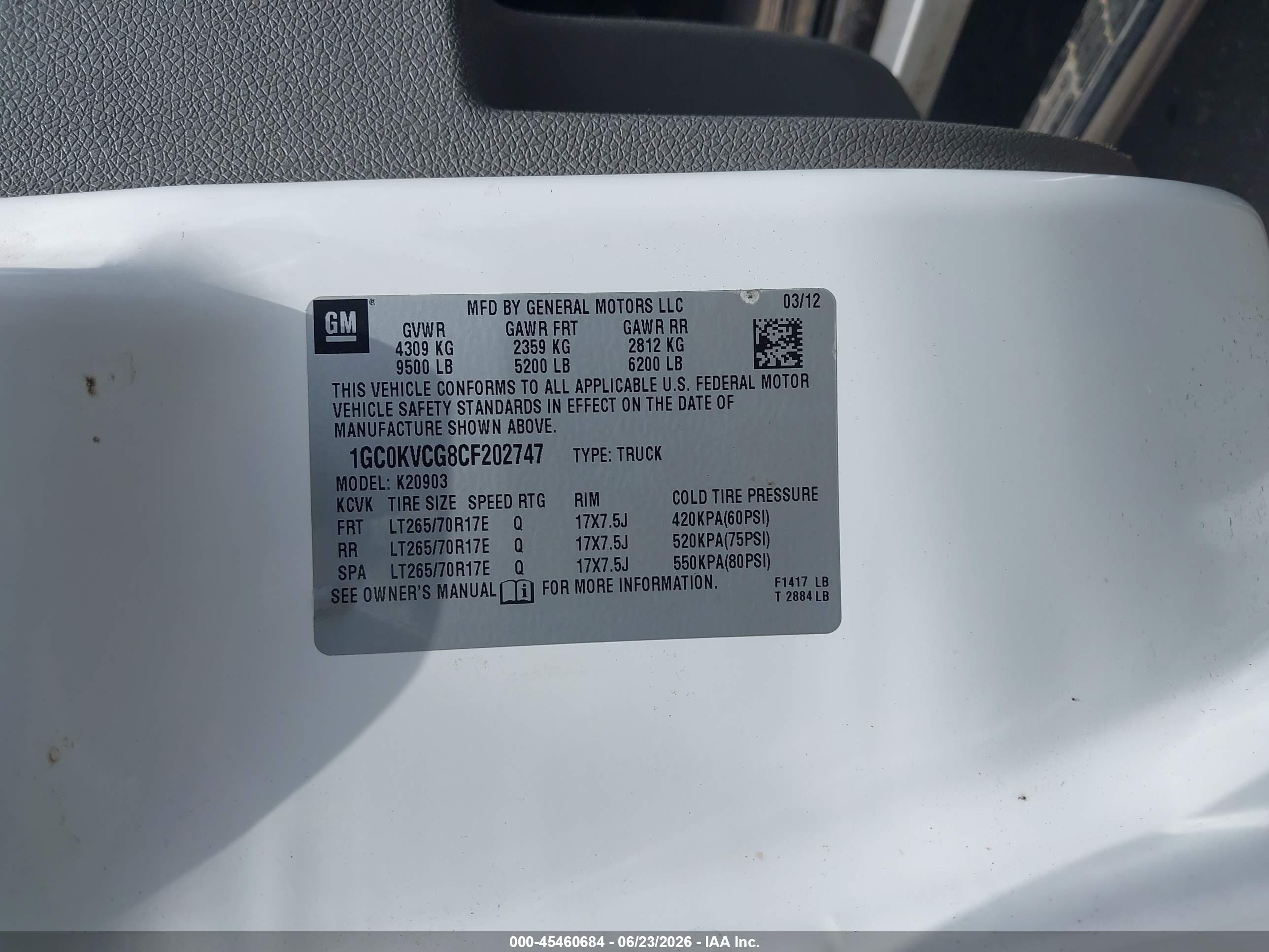 2012 Chevrolet Silverado 2500hd Work Truck White vin: 1GC0KVCG8CF202747