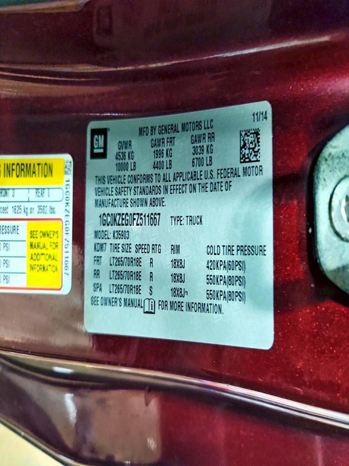 2015 Chevrolet Silverado K3500 Lt Maroon vin: 1GC0KZEG0FZ511667
