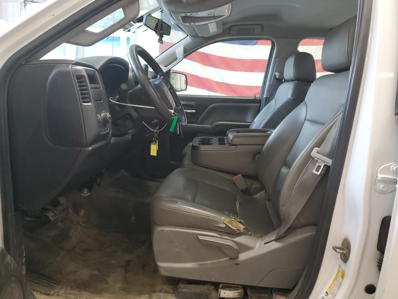 2015 Chevrolet Silverado C2500 Heavy Duty White vin: 1GC1CUEG7FF158527 Damage: Left Front Seat Cushion, Torn, 5 To 6 Inches