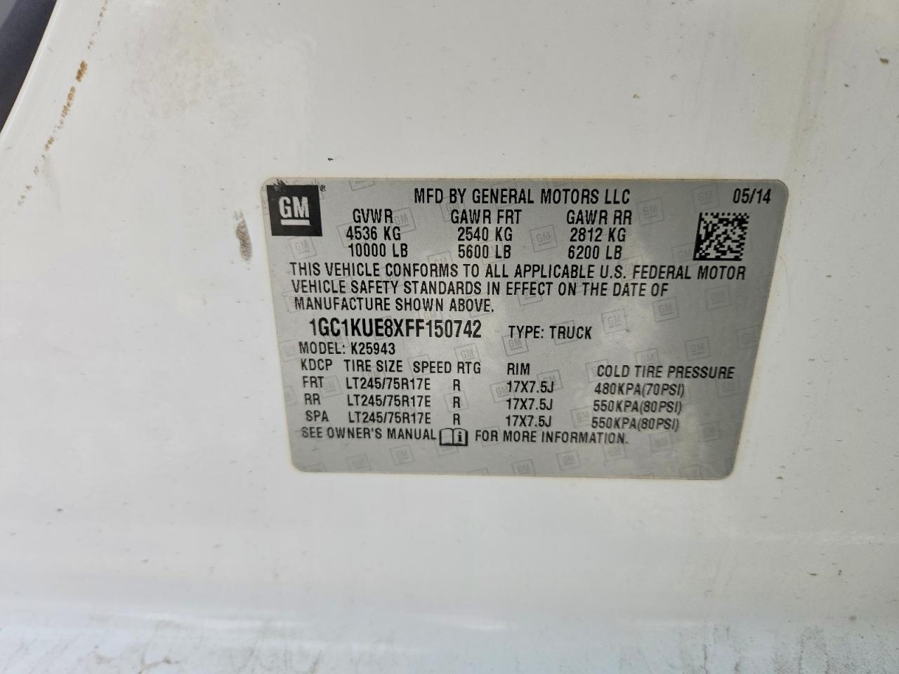 2015 Chevrolet Silverado K2500 Heavy Duty White vin: 1GC1KUE8XFF150742