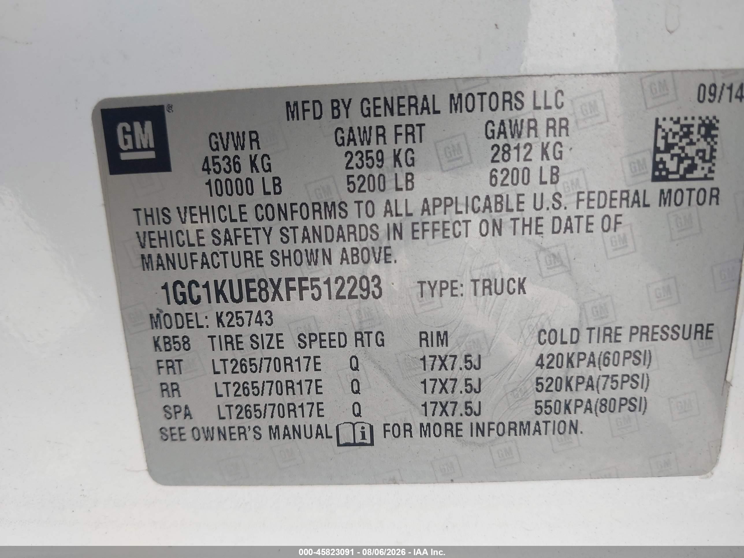 2015 Chevrolet Silverado 2500hd Built After Aug 14 Work Truck White vin: 1GC1KUE8XFF512293