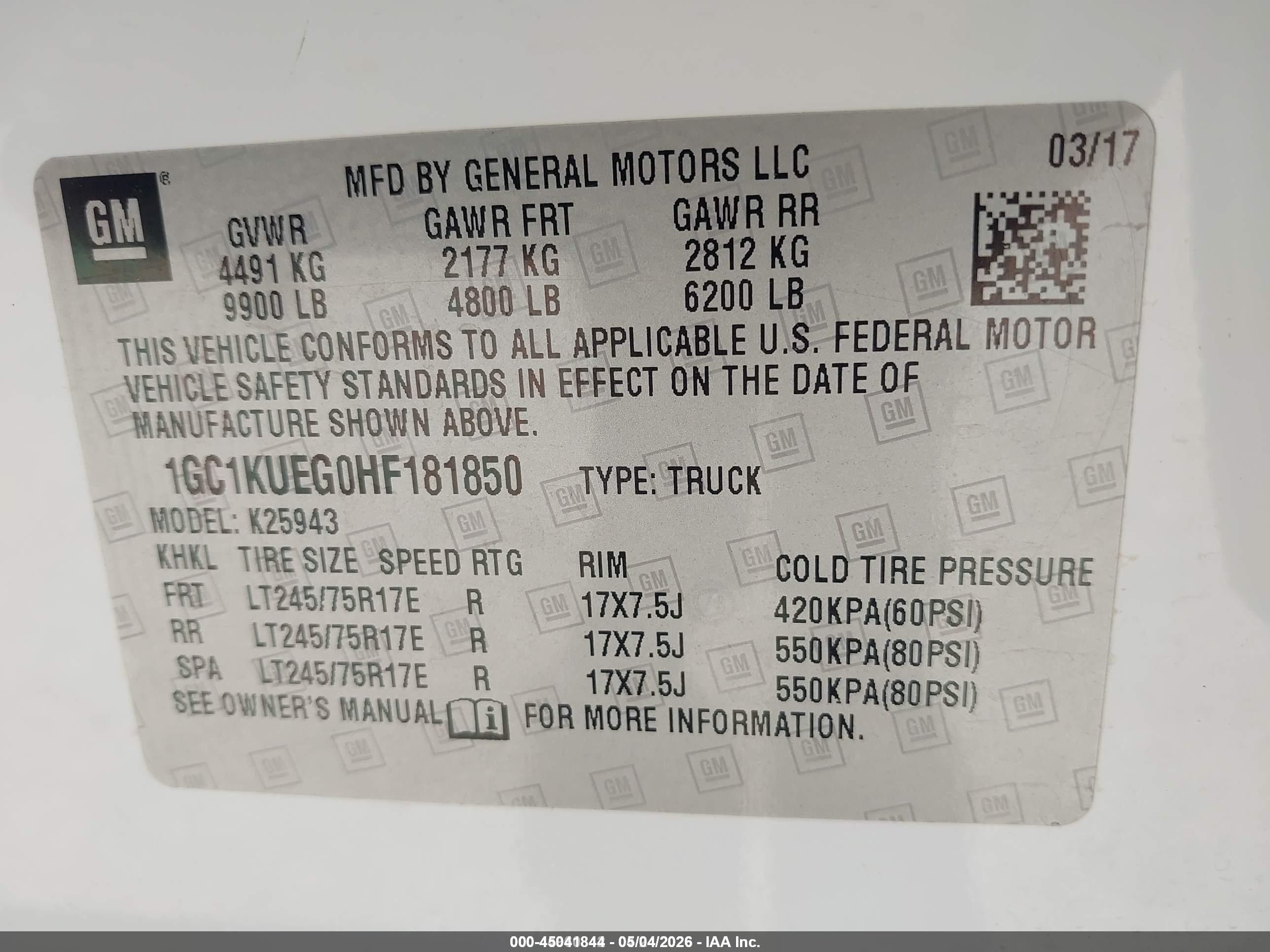 2017 Chevrolet Silverado 2500hd Wt White vin: 1GC1KUEG0HF181850