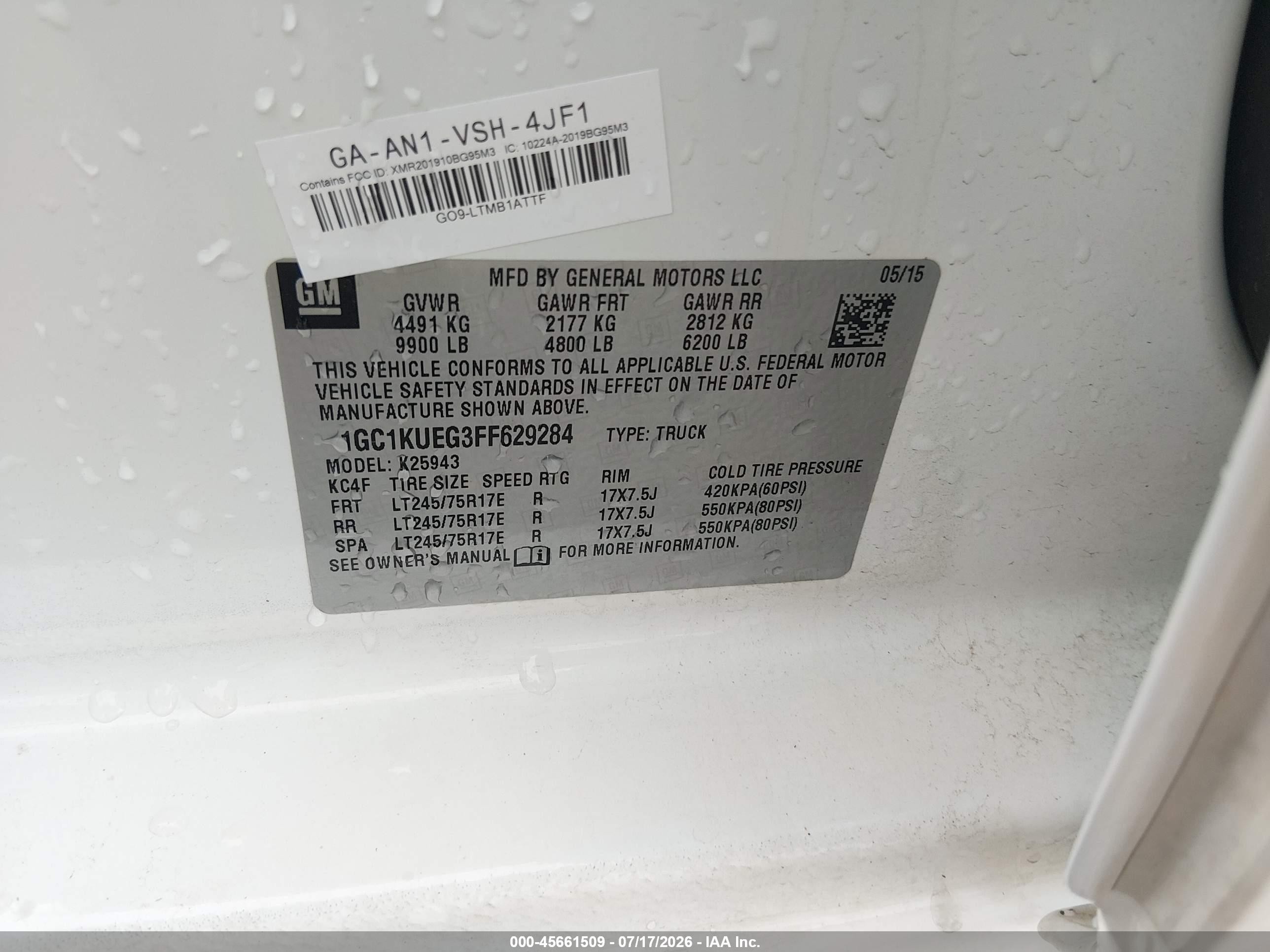 2015 Chevrolet Silverado 2500hd Built After Aug 14 Work Truck White vin: 1GC1KUEG3FF629284