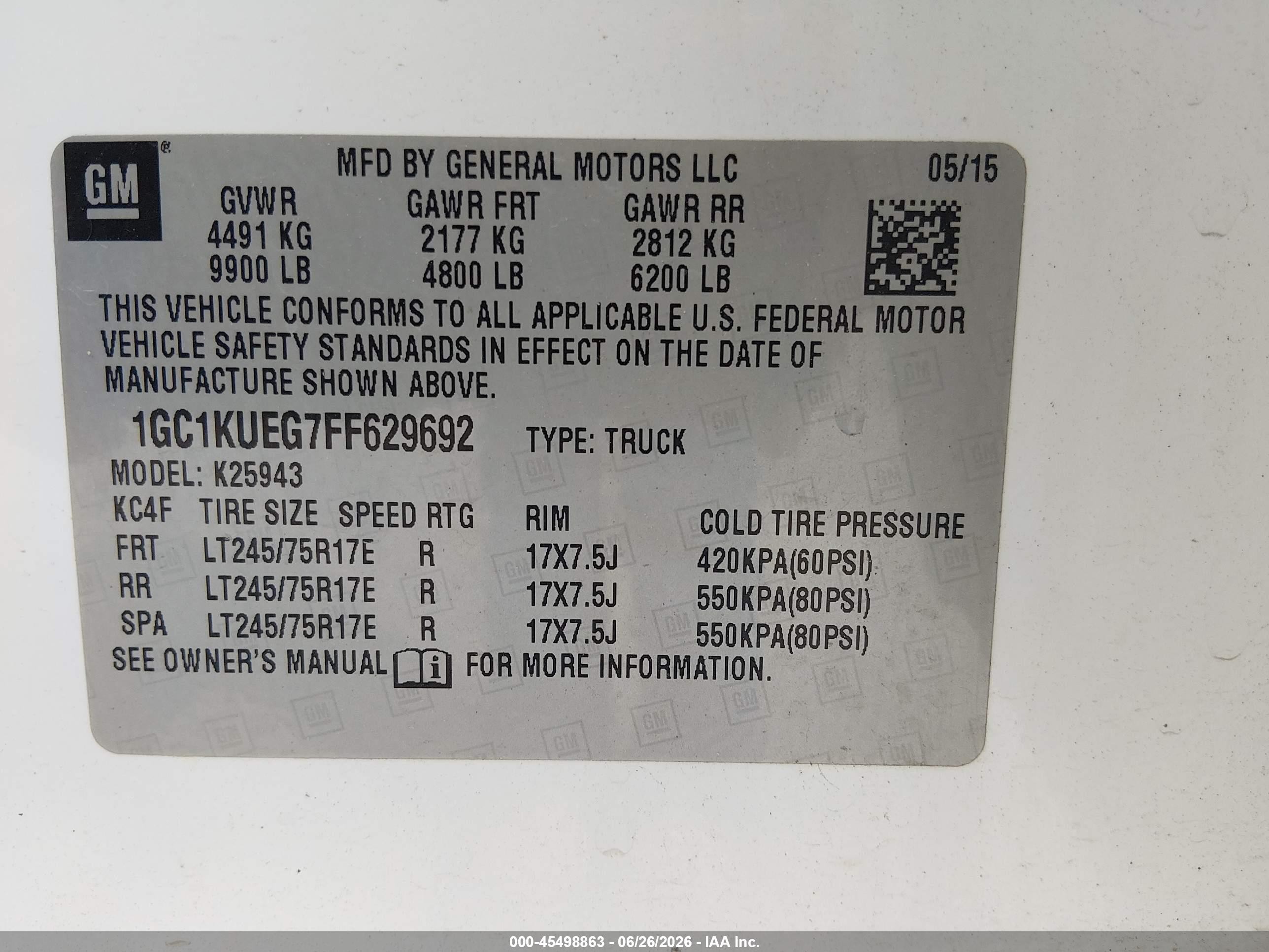2015 Chevrolet Silverado 2500hd Built After Aug 14 Work Truck White vin: 1GC1KUEG7FF629692