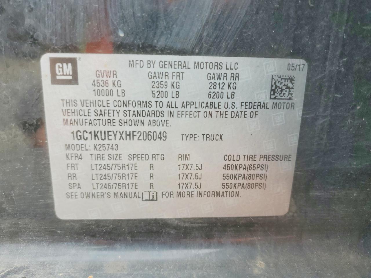 2017 Chevrolet Silverado K2500 Heavy Duty Black vin: 1GC1KUEYXHF206049