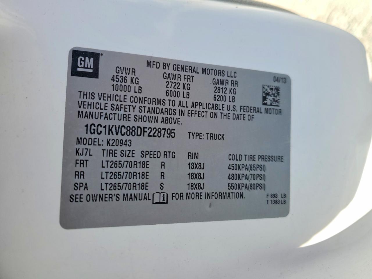 2013 Chevrolet Silverado K2500 Heavy Duty White vin: 1GC1KVC88DF228795