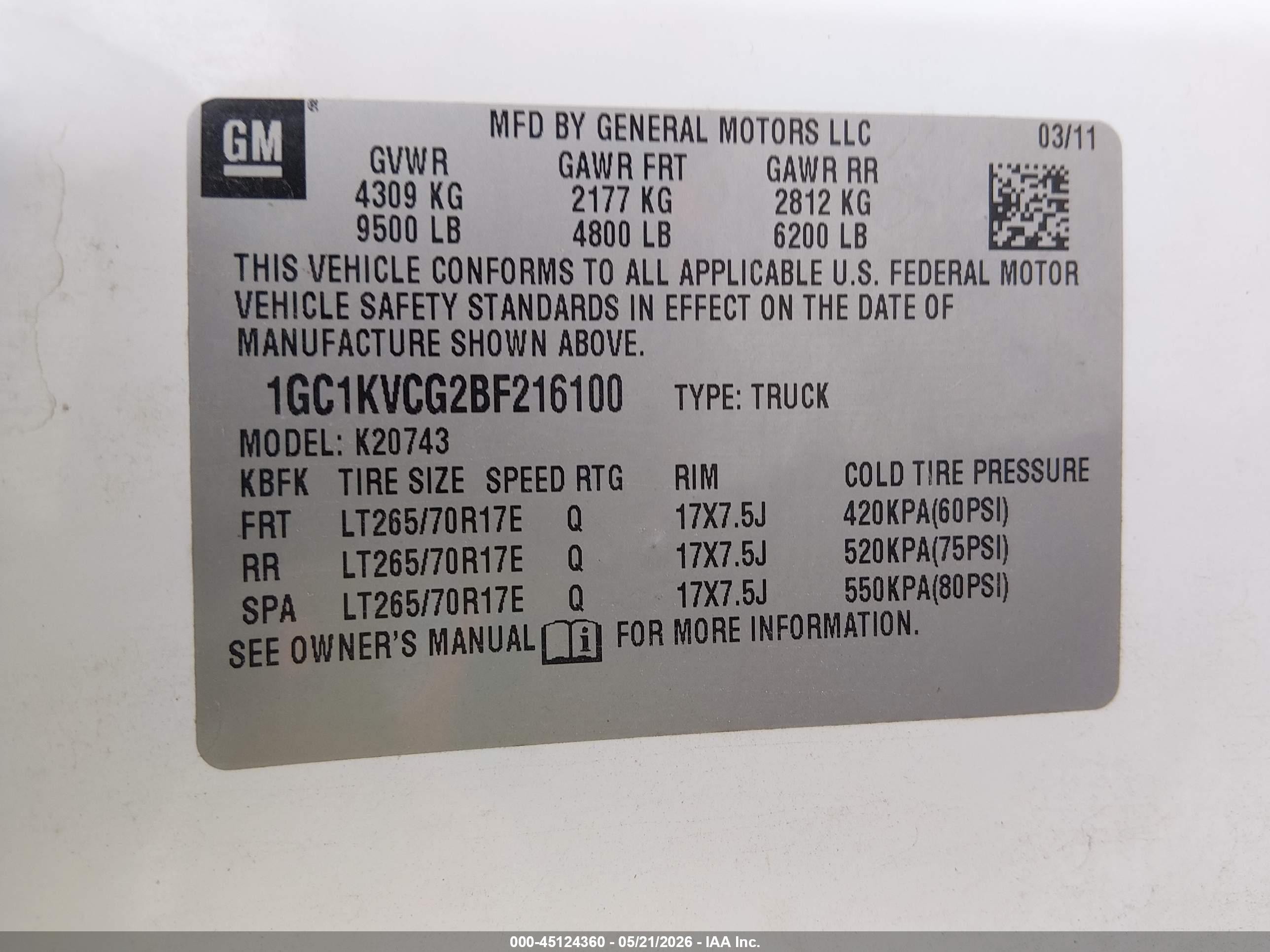2011 Chevrolet Silverado 2500hd Work Truck White vin: 1GC1KVCG2BF216100