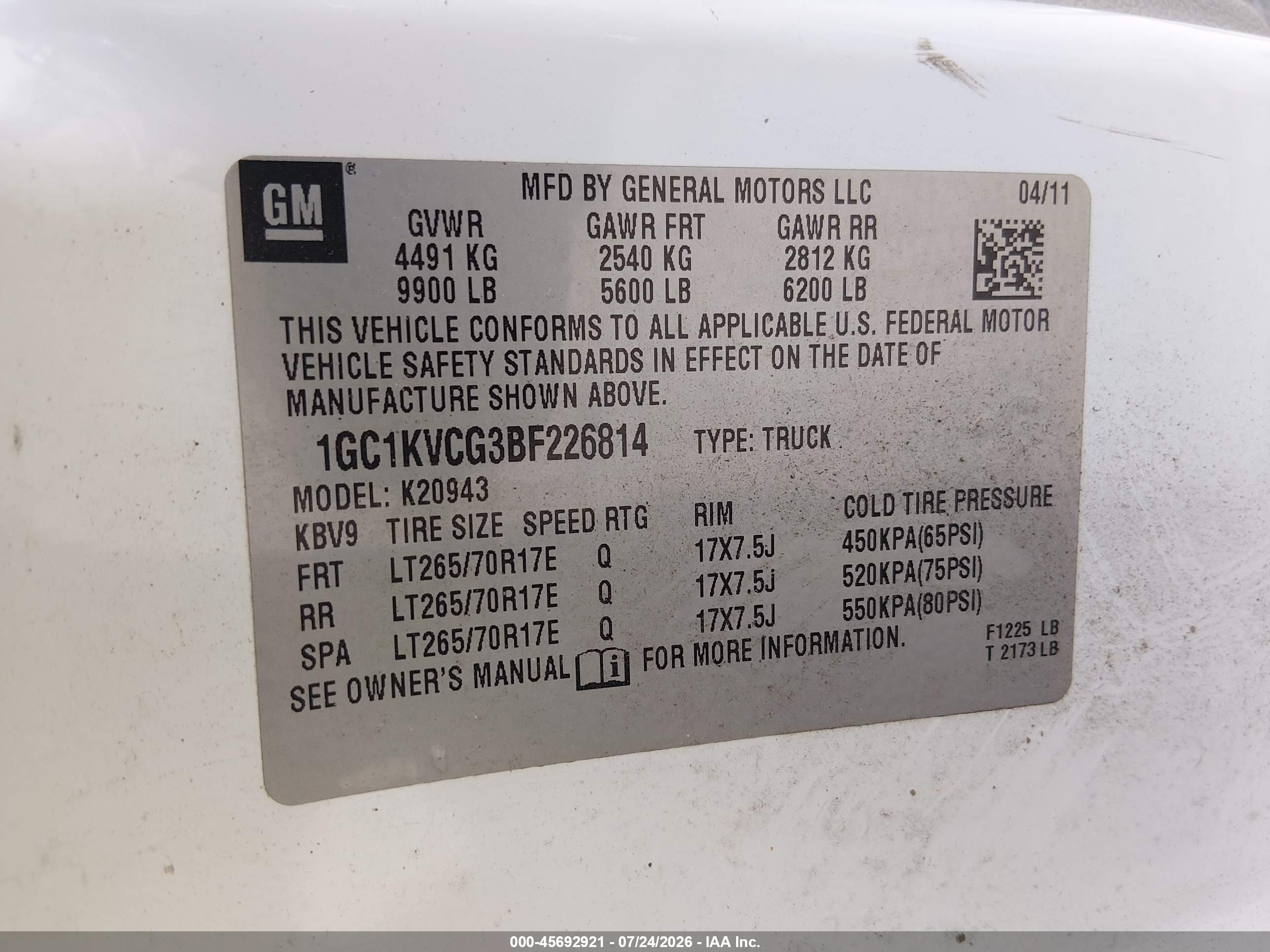 2011 Chevrolet Silverado 2500hd Work Truck White vin: 1GC1KVCG3BF226814