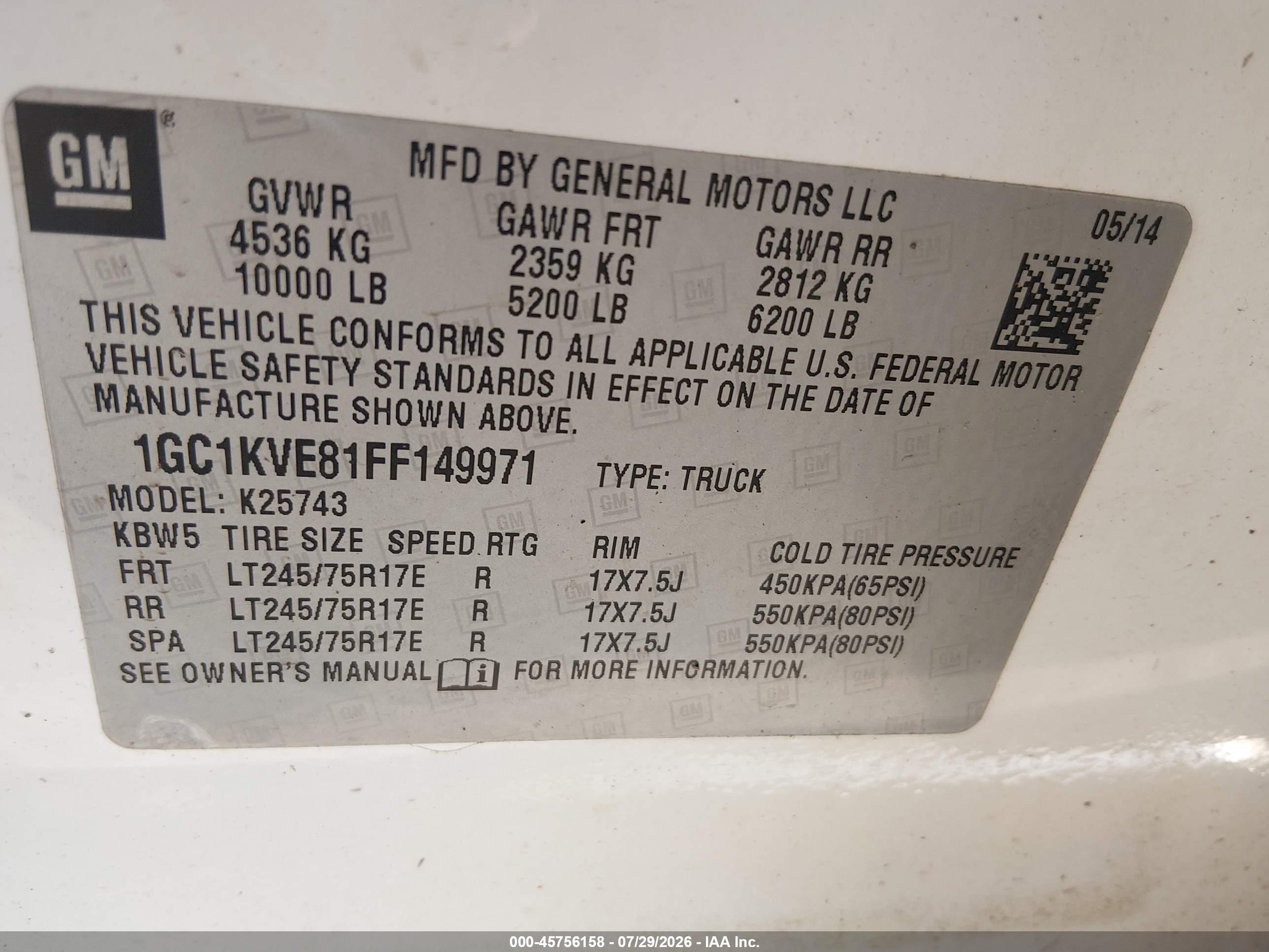2015 Chevrolet Silverado 2500hd Lt White vin: 1GC1KVE81FF149971