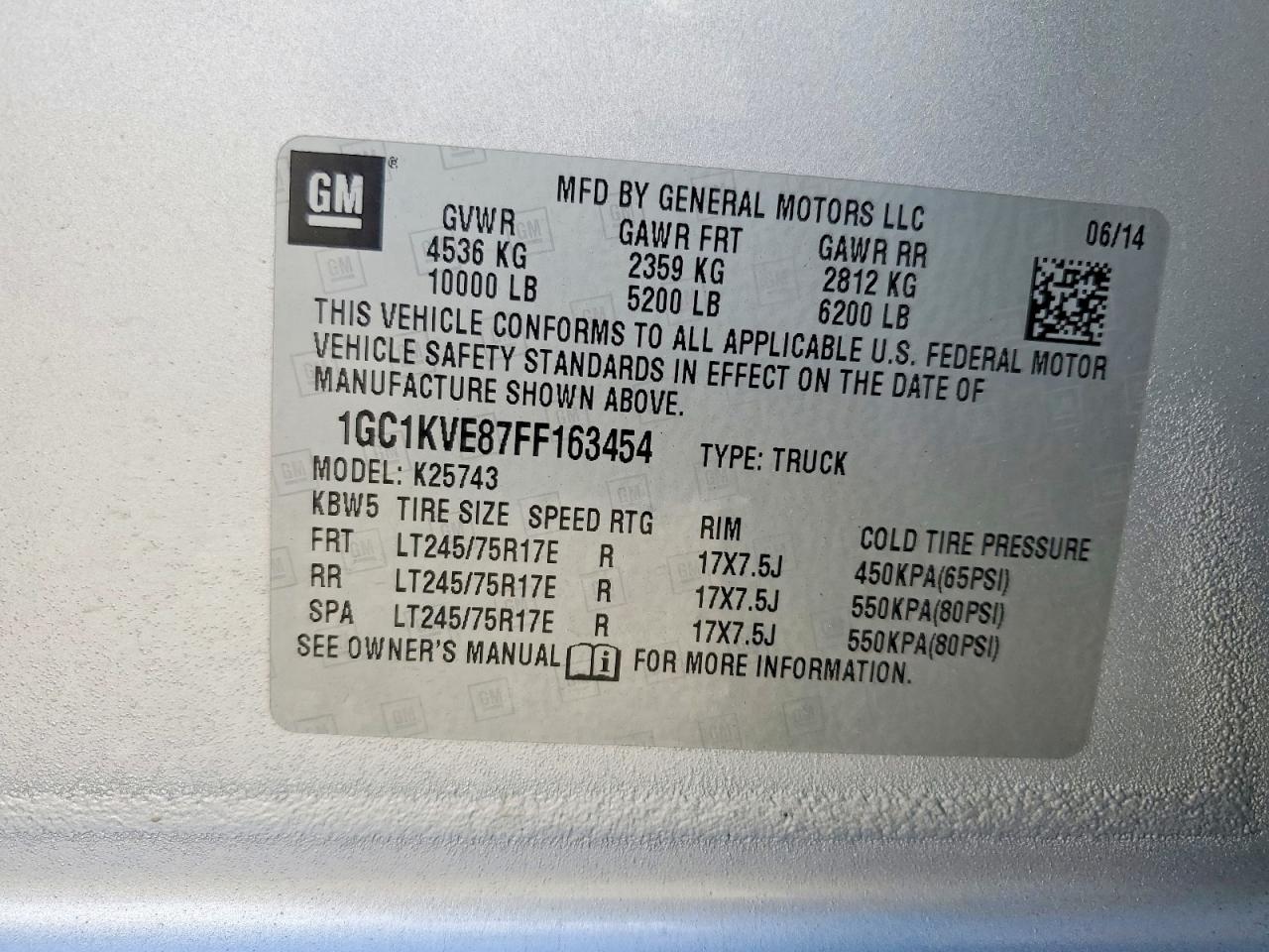 2015 Chevrolet Silverado K2500 Heavy Duty Lt Silver vin: 1GC1KVE87FF163454