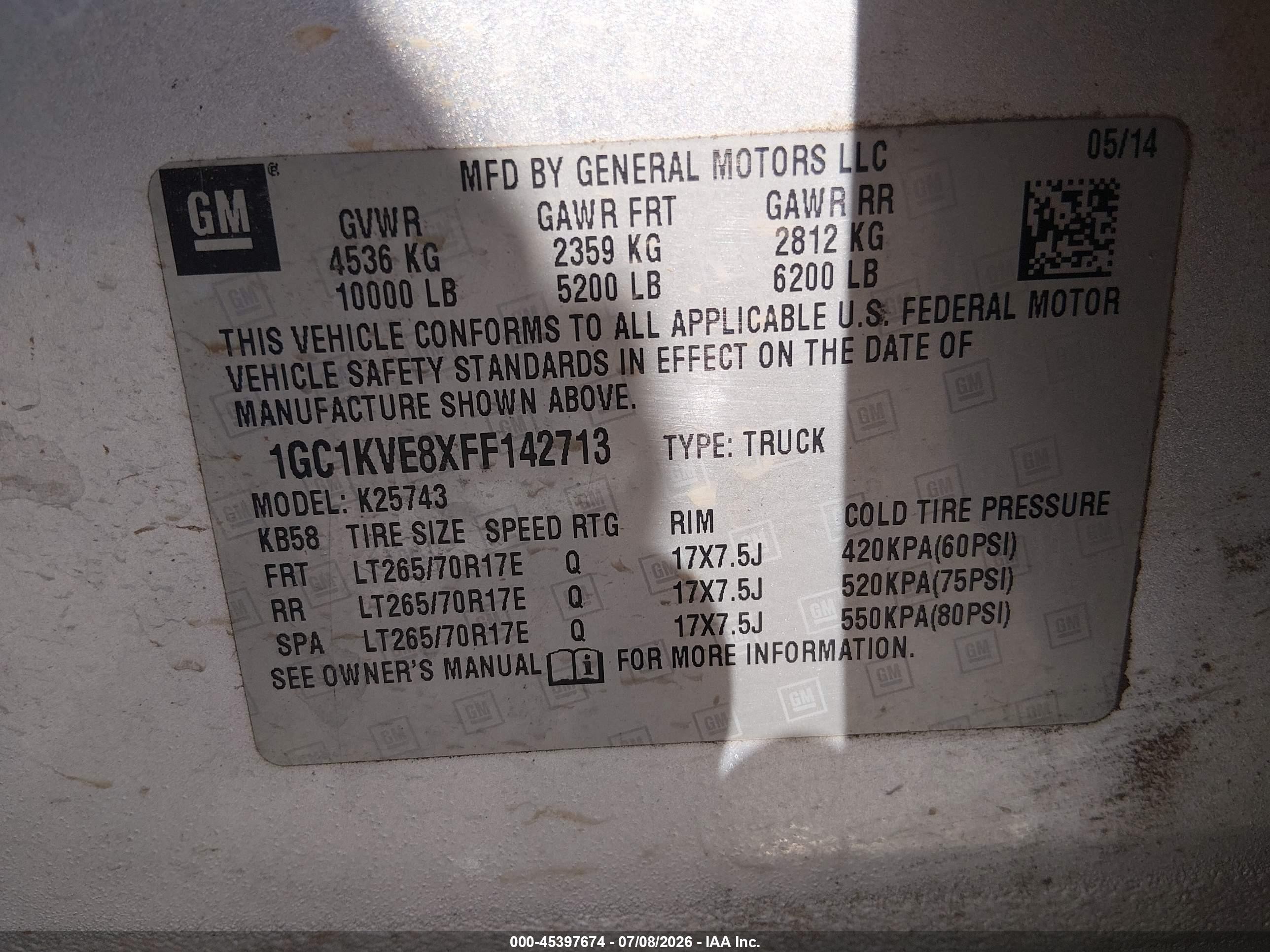 2015 Chevrolet Silverado 2500hd Lt Silver vin: 1GC1KVE8XFF142713