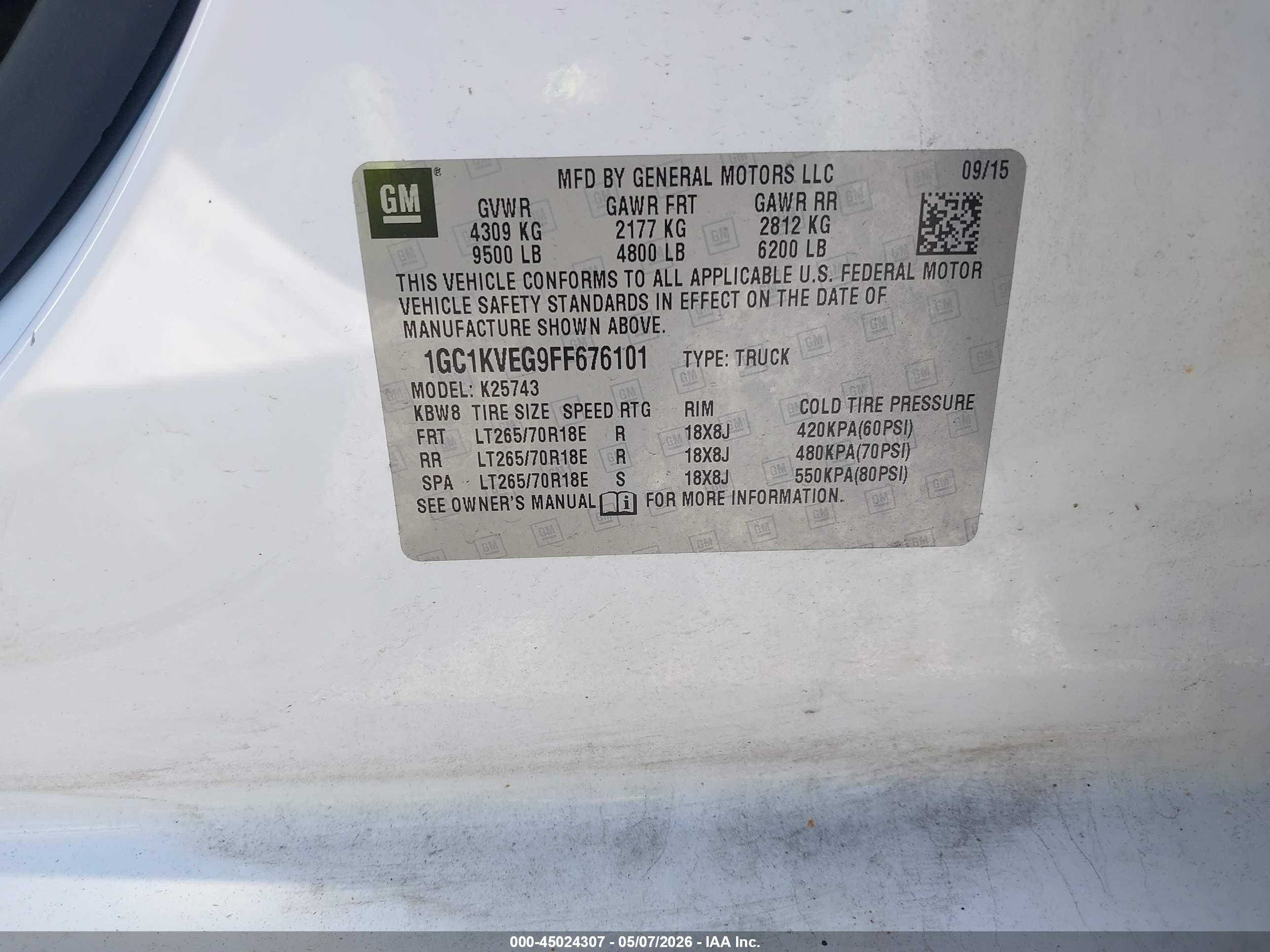 2015 Chevrolet Silverado 2500hd Lt White vin: 1GC1KVEG9FF676101
