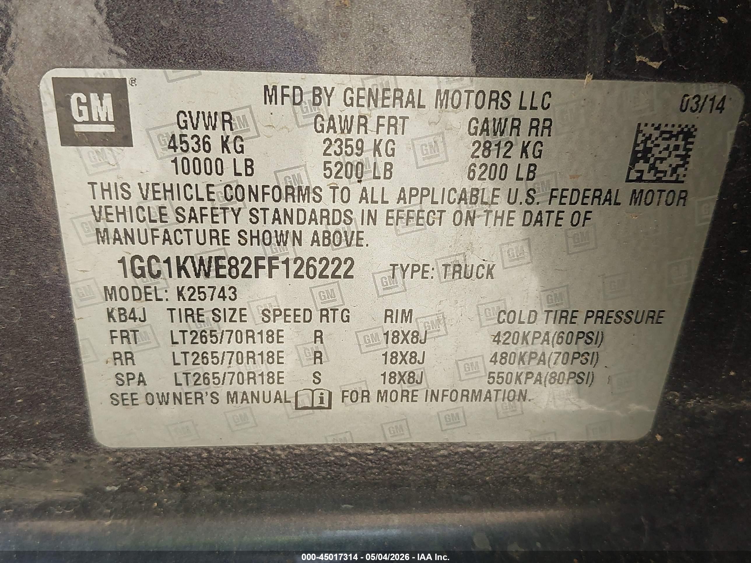 2015 Chevrolet Silverado 2500hd Ltz Черный vin: 1GC1KWE82FF126222