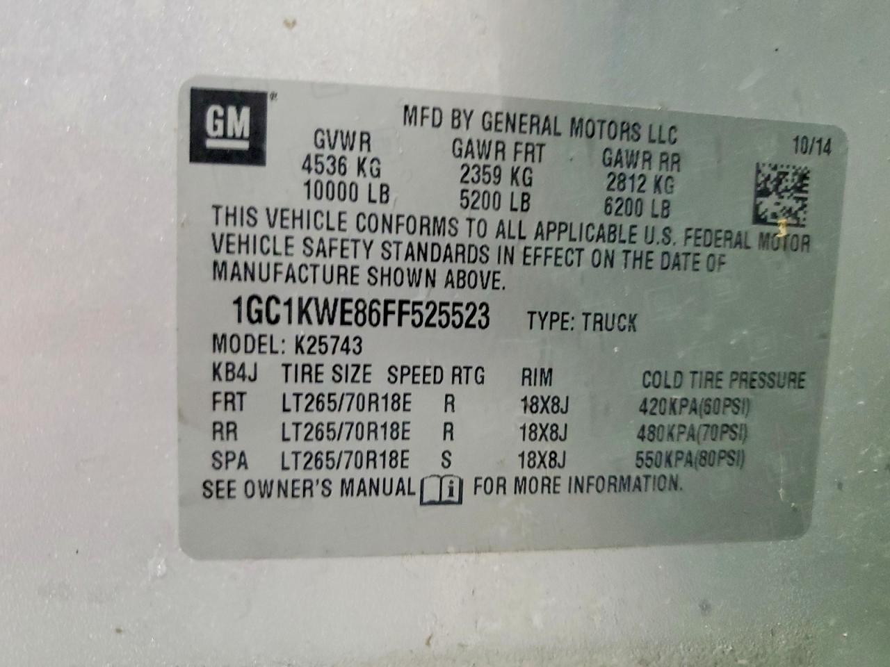 2015 Chevrolet Silverado K2500 Heavy Duty Ltz Silver vin: 1GC1KWE86FF525523