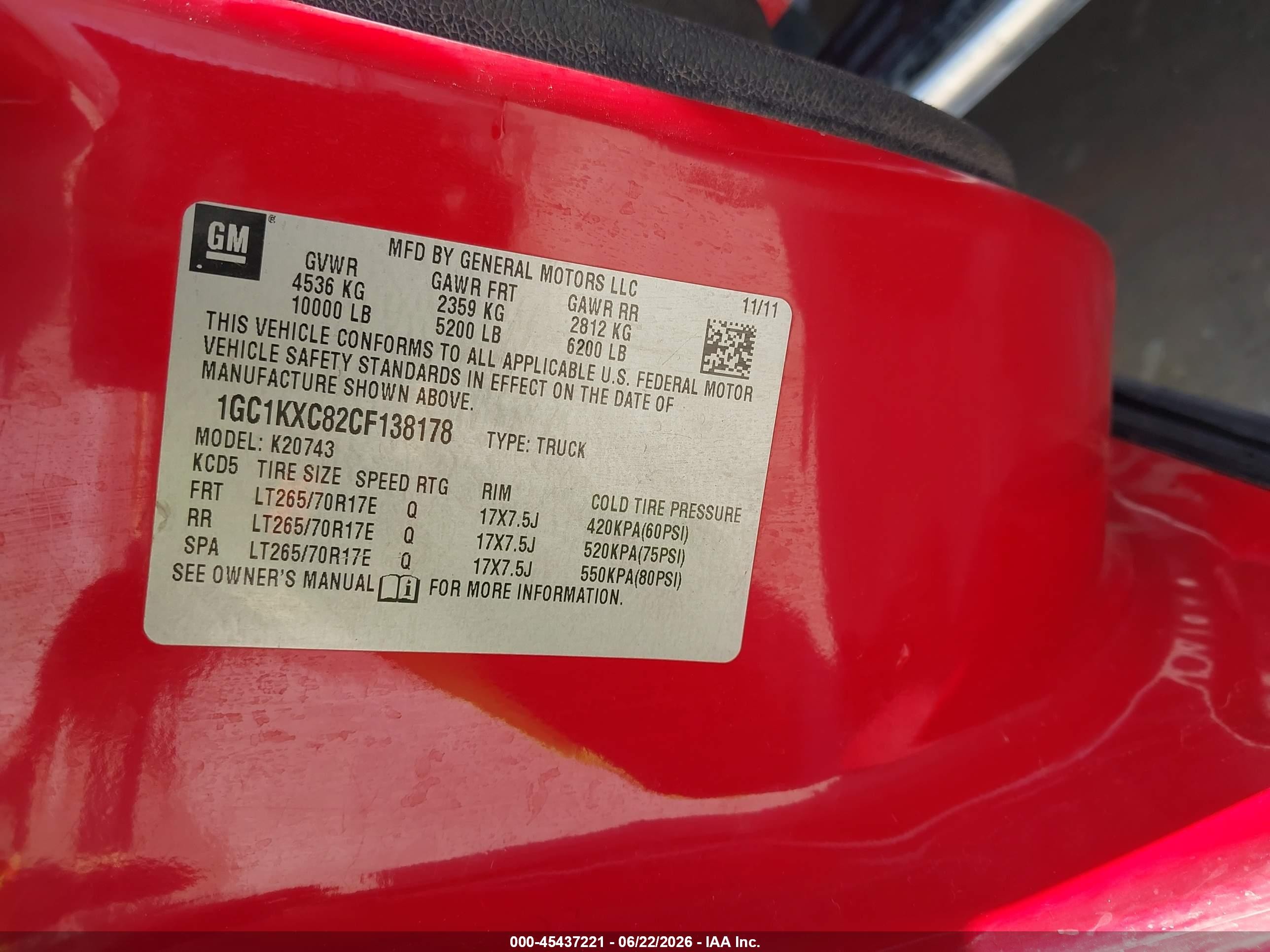 2012 Chevrolet Silverado 2500hd Lt Red vin: 1GC1KXC82CF138178
