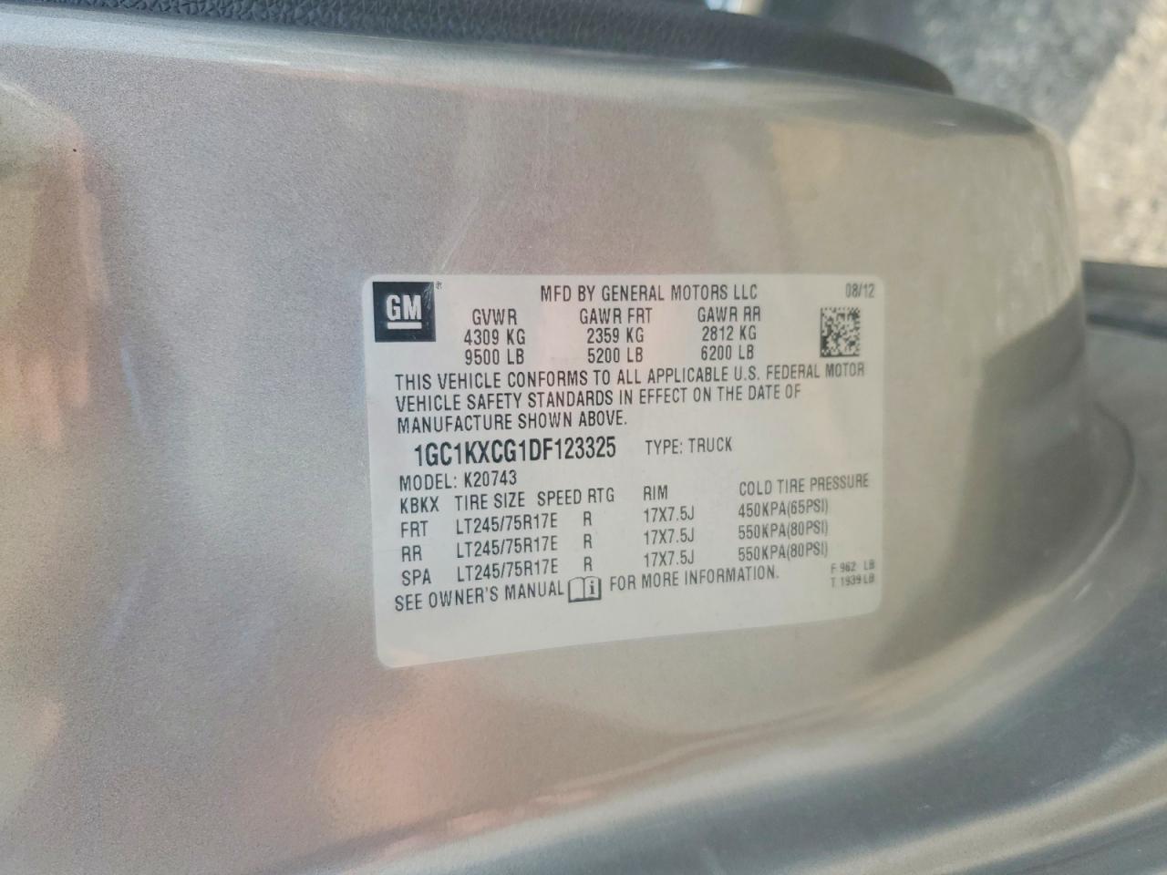 2013 Chevrolet Silverado K2500 Heavy Duty Lt Gray vin: 1GC1KXCG1DF123325