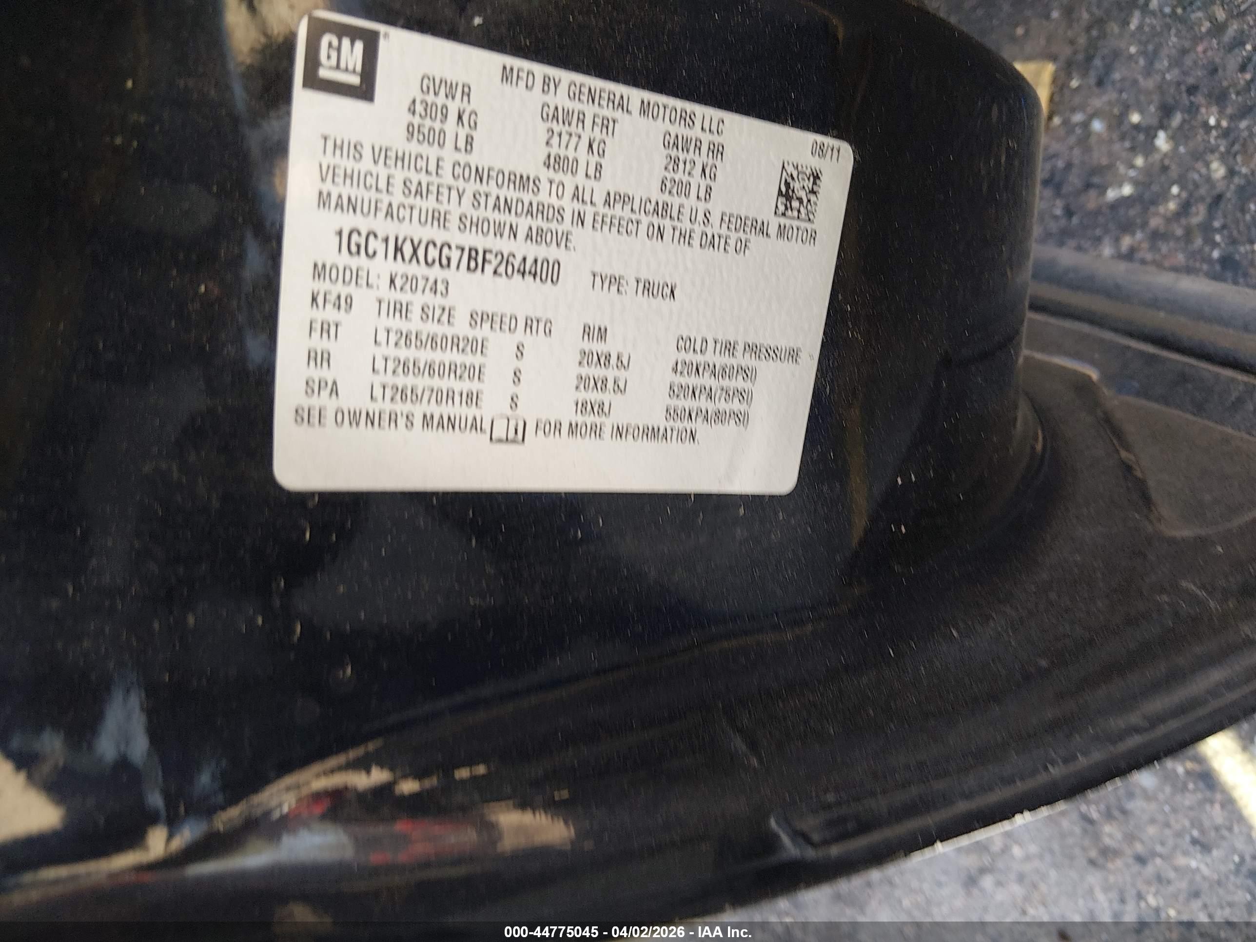2011 Chevrolet Silverado 2500hd Lt Black vin: 1GC1KXCG7BF264400