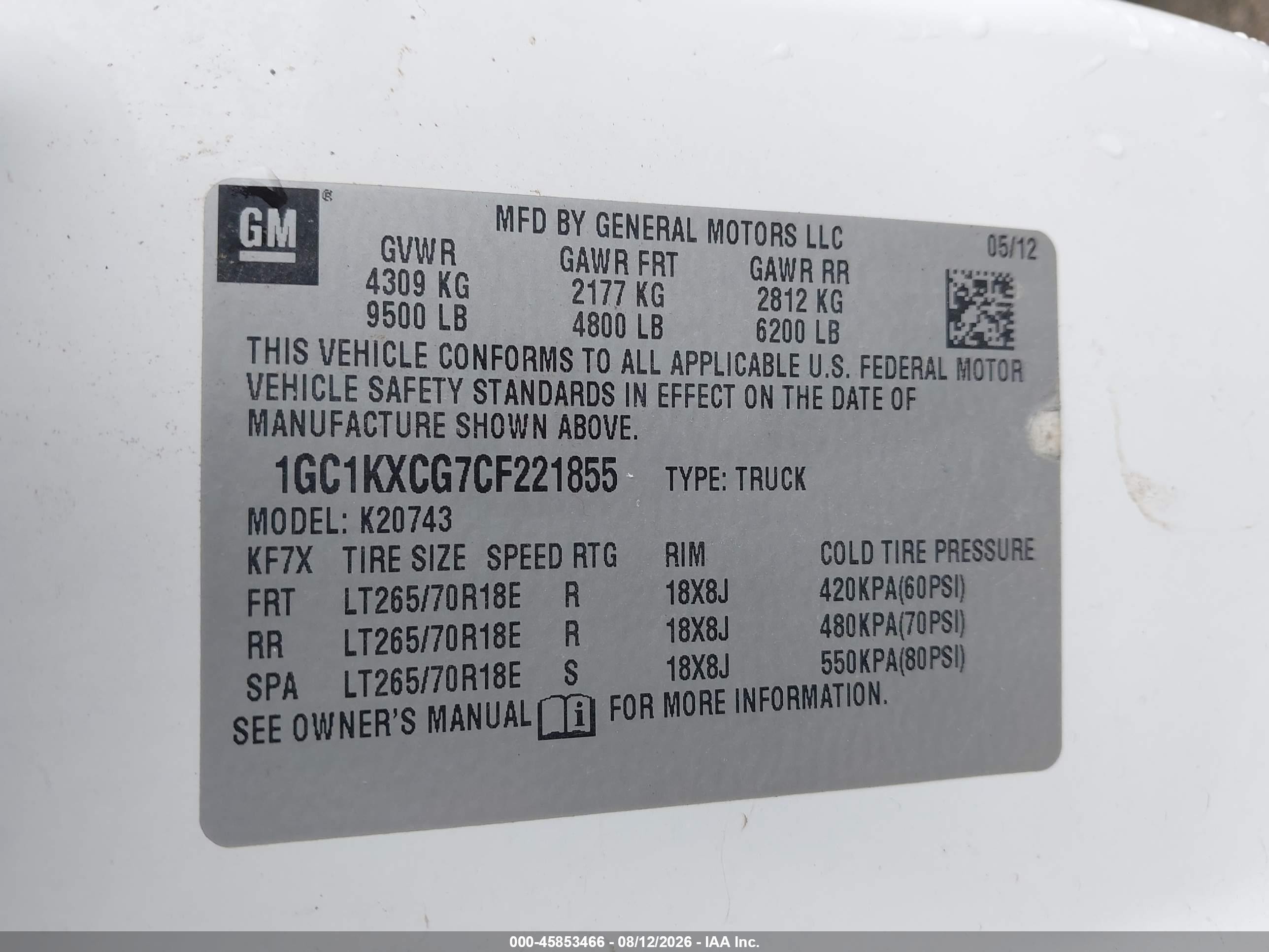 2012 Chevrolet Silverado 2500hd Lt White vin: 1GC1KXCG7CF221855