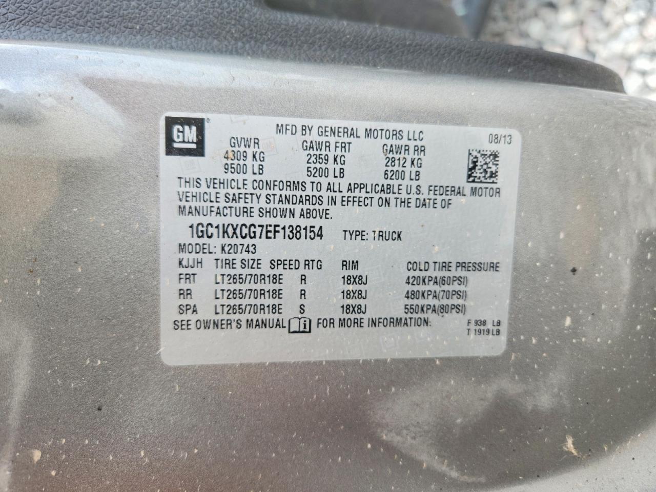 2014 Chevrolet Silverado K2500 Heavy Duty Lt Gray vin: 1GC1KXCG7EF138154