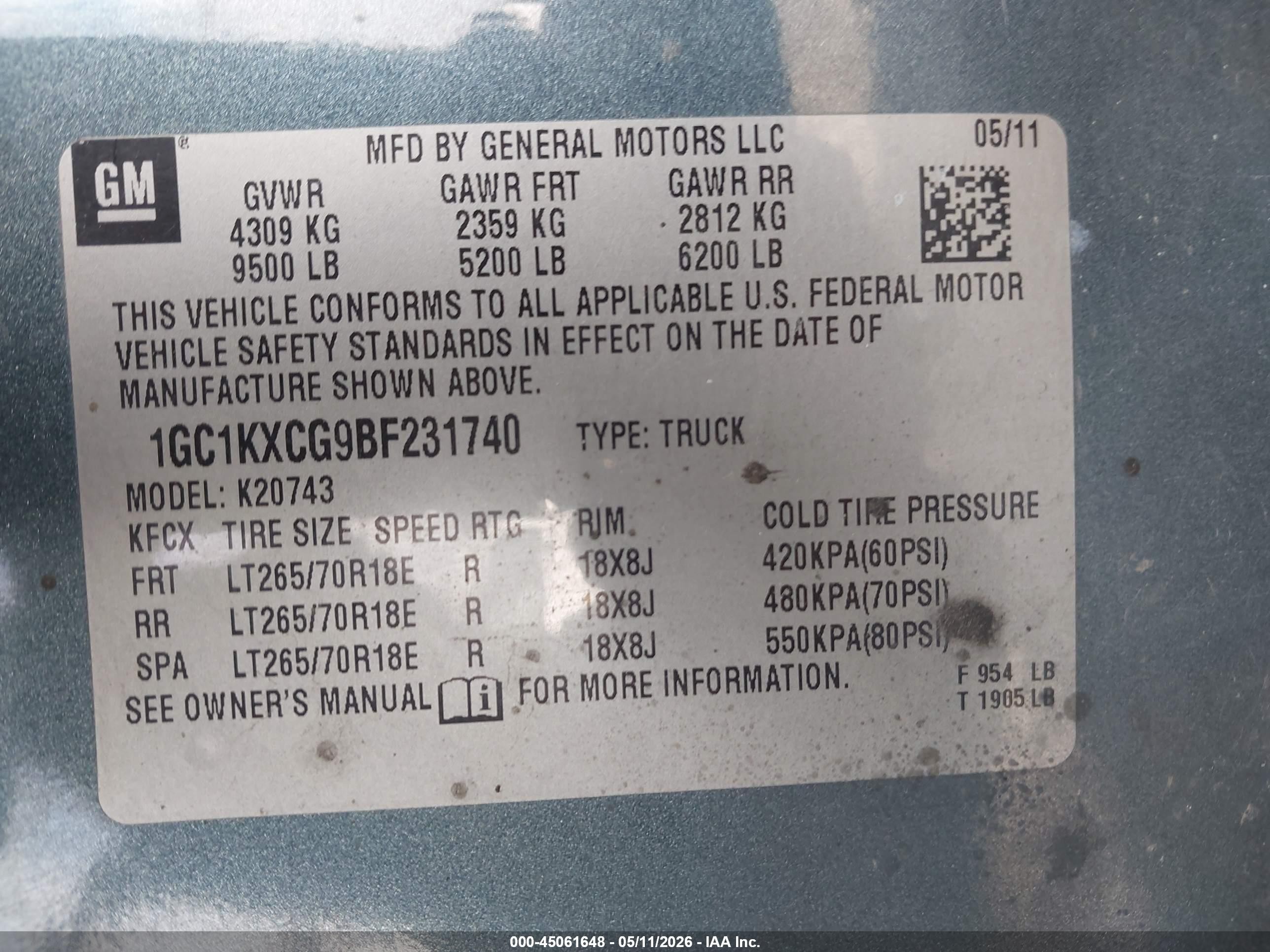 2011 Chevrolet Silverado 2500hd Lt Blue vin: 1GC1KXCG9BF231740