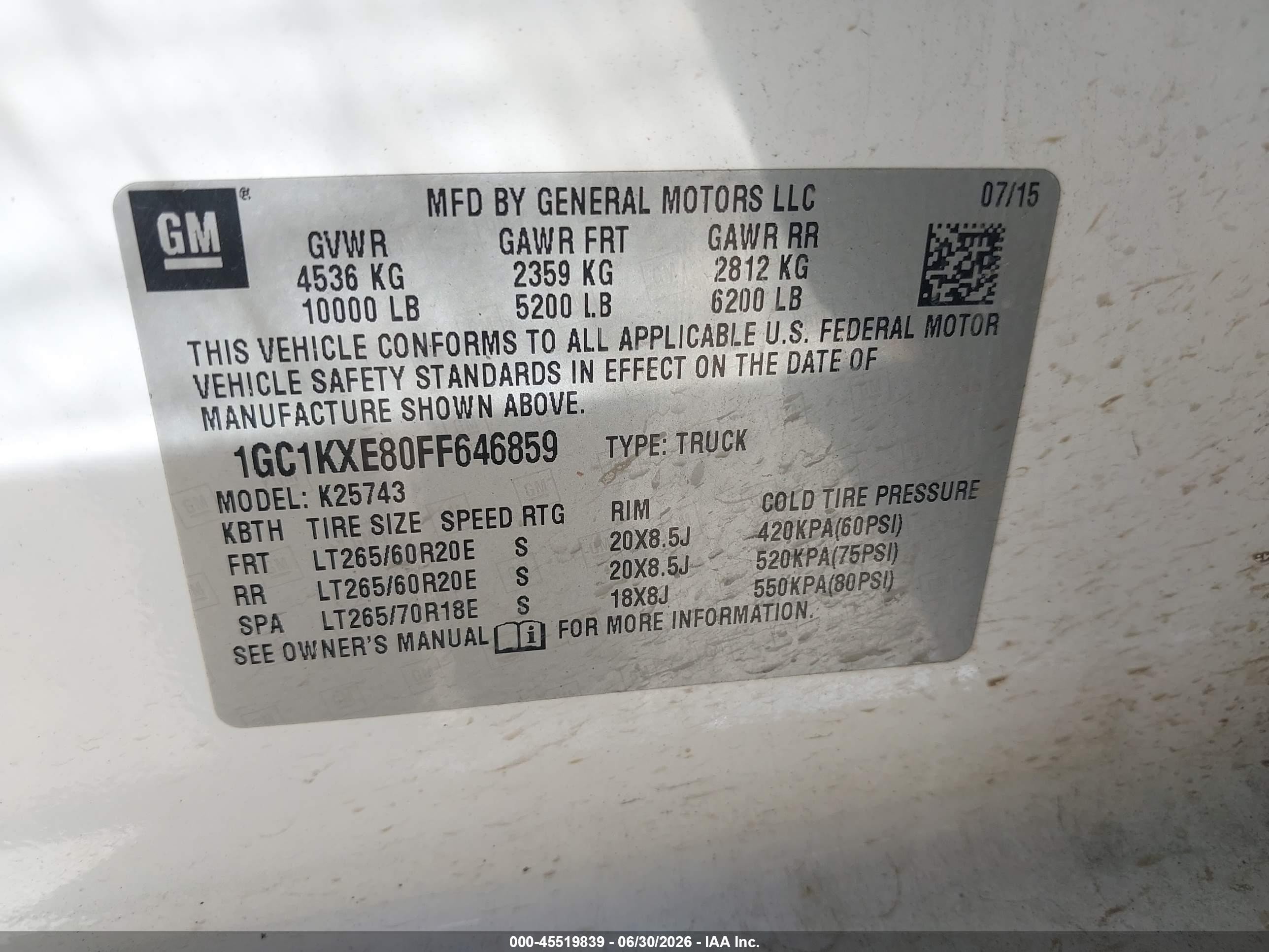 2015 Chevrolet Silverado 2500hd High Country White vin: 1GC1KXE80FF646859