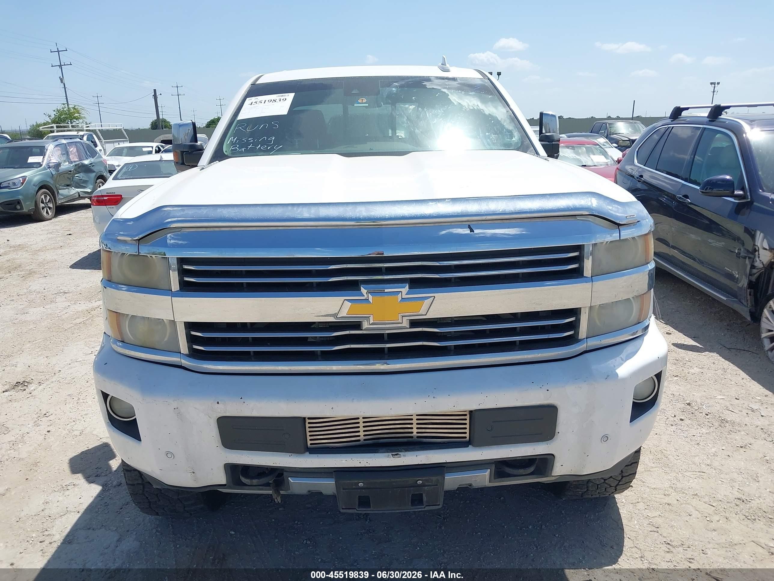2015 Chevrolet Silverado 2500hd High Country White vin: 1GC1KXE80FF646859