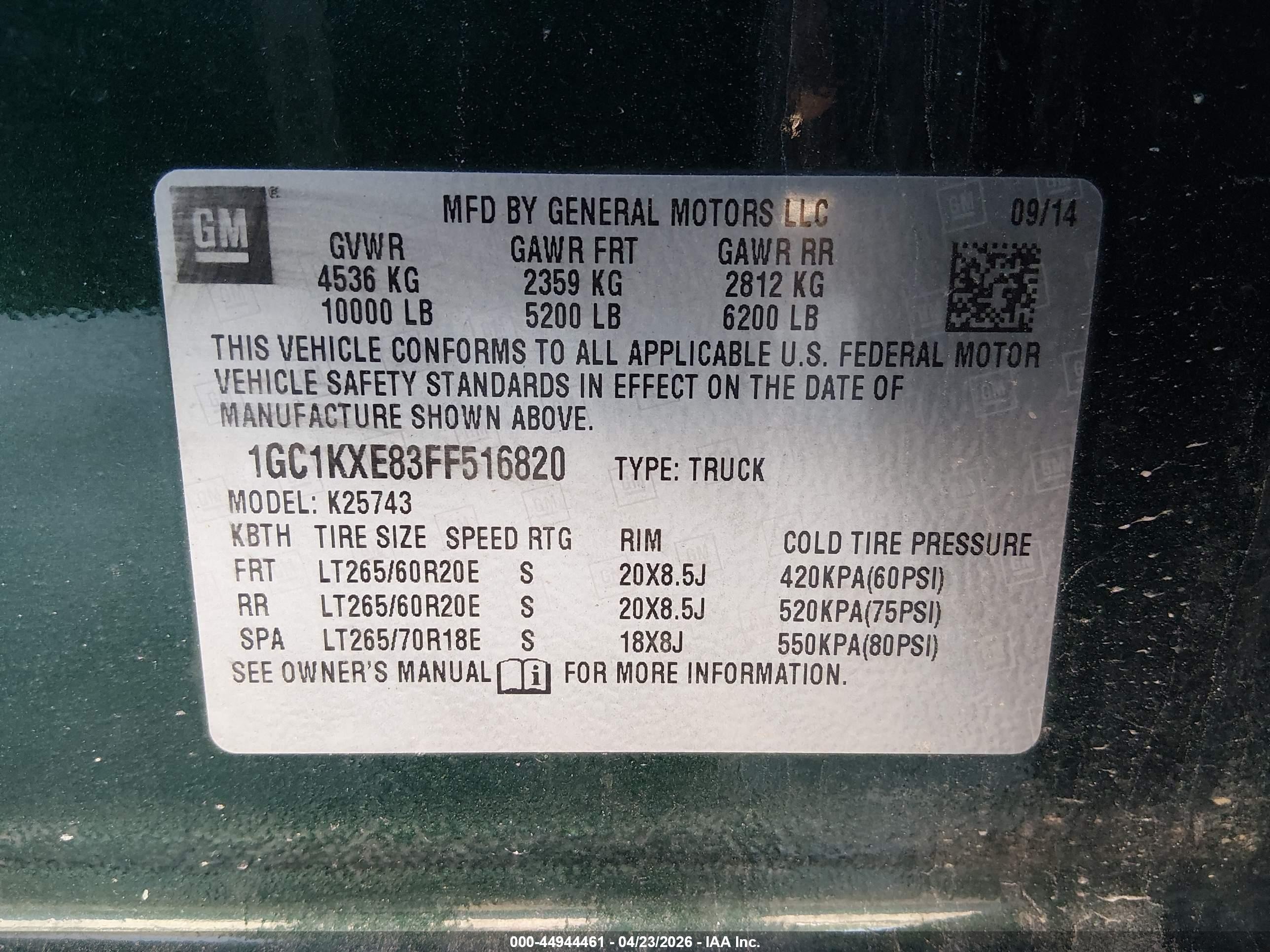 2015 Chevrolet Silverado 2500hd High Country Green vin: 1GC1KXE83FF516820