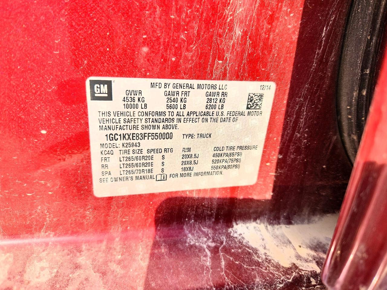 2015 Chevrolet Silverado K2500 High Country Burgundy vin: 1GC1KXE83FF550000