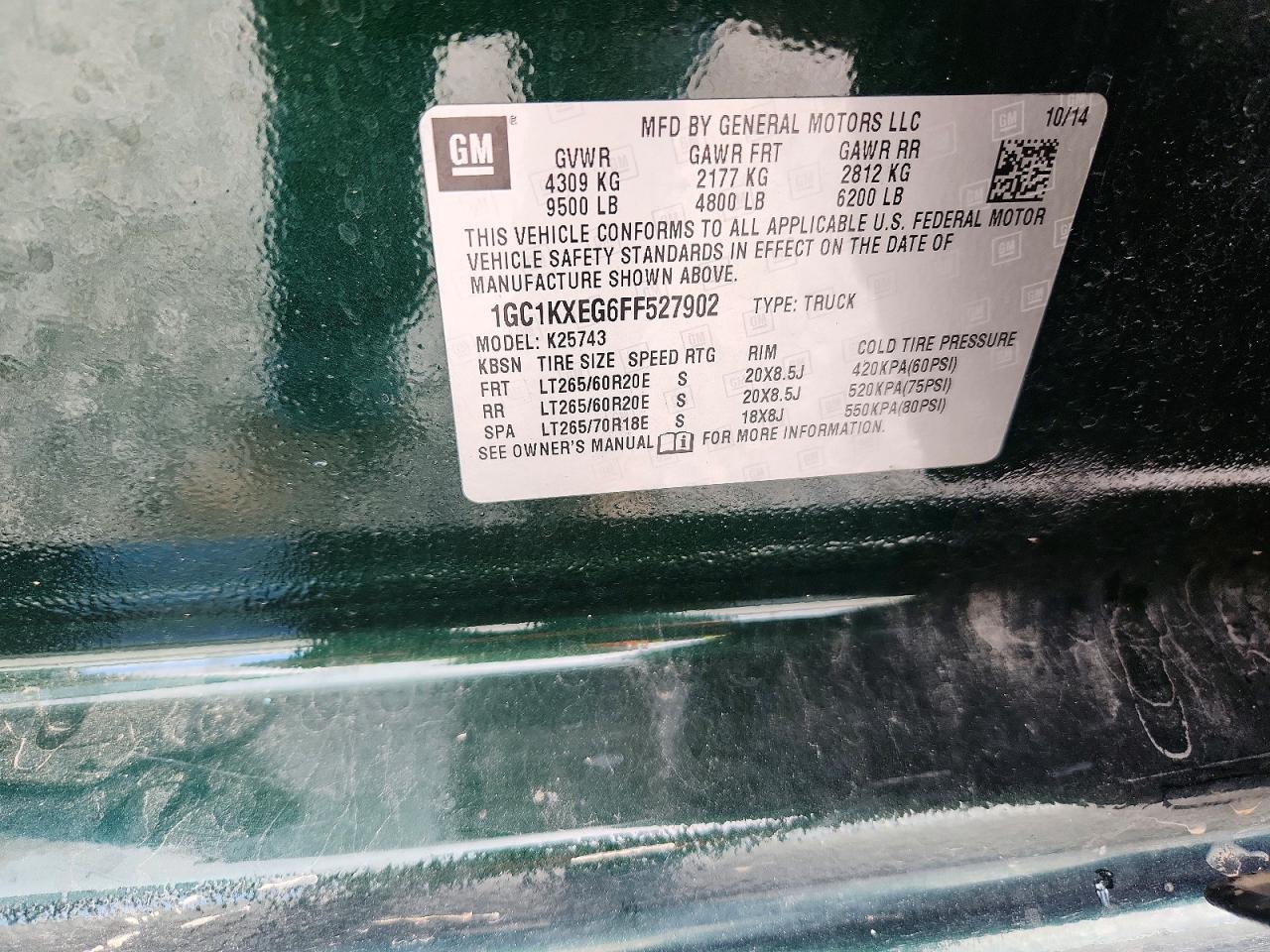 2015 Chevrolet Silverado K2500 High Country Green vin: 1GC1KXEG6FF527902