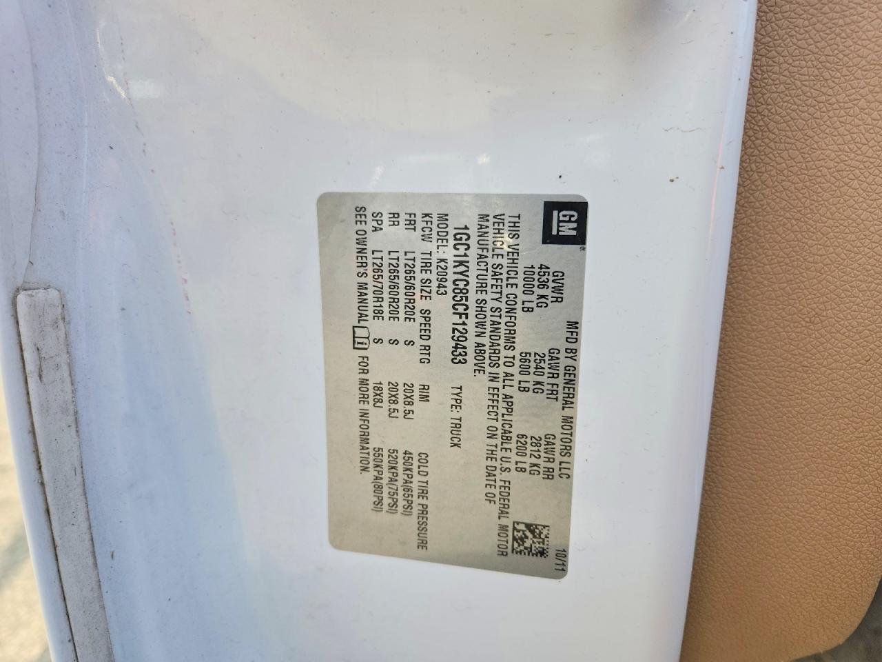 2012 Chevrolet Silverado K2500 Heavy Duty Ltz White vin: 1GC1KYC85CF129433