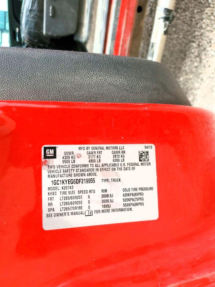 2013 Chevrolet Silverado K2500 Heavy Duty Ltz Red vin: 1GC1KYEG6DF219955