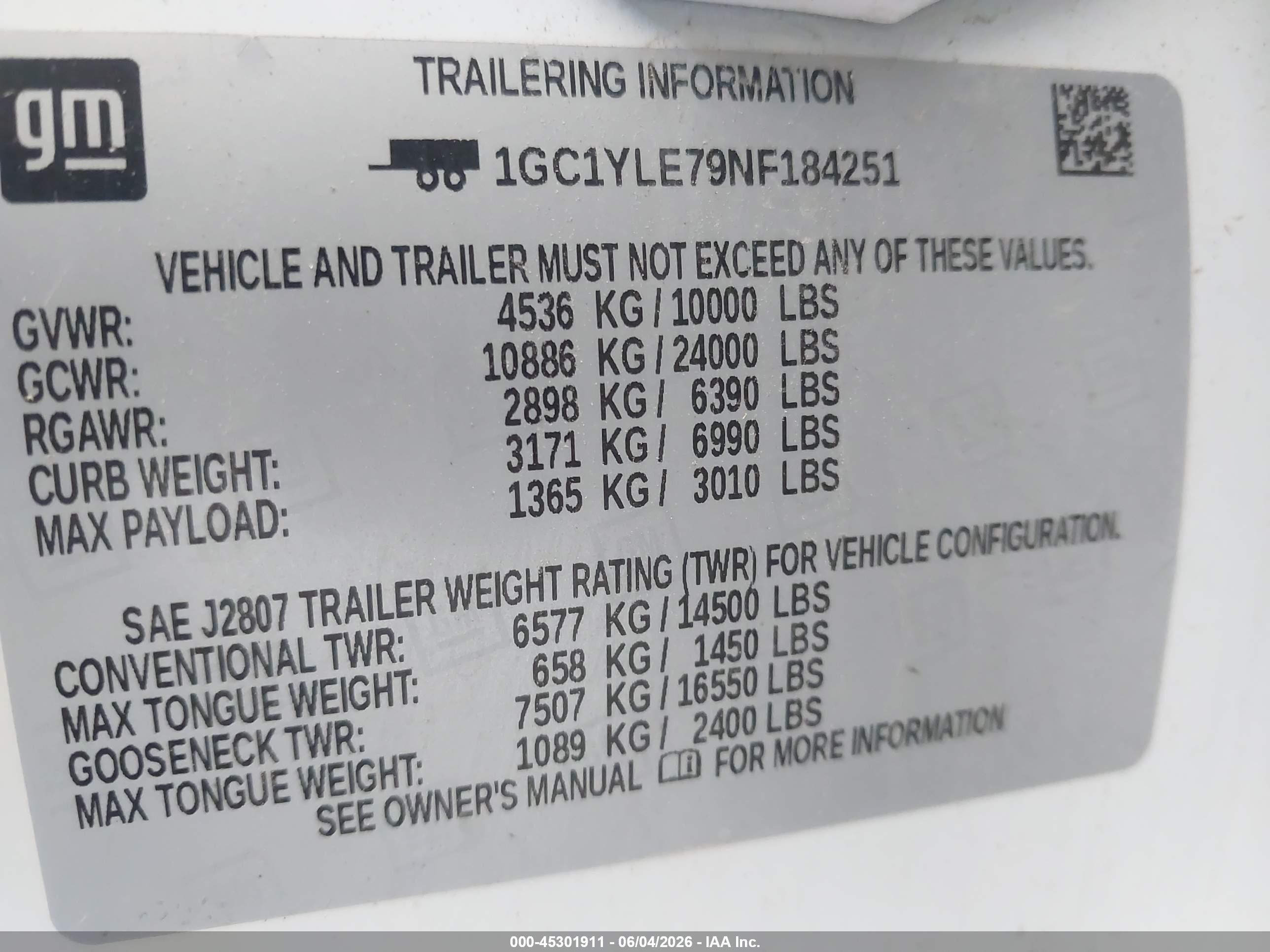 2022 Chevrolet Silverado 2500hd 4wd  Long Bed Wt White vin: 1GC1YLE79NF184251
