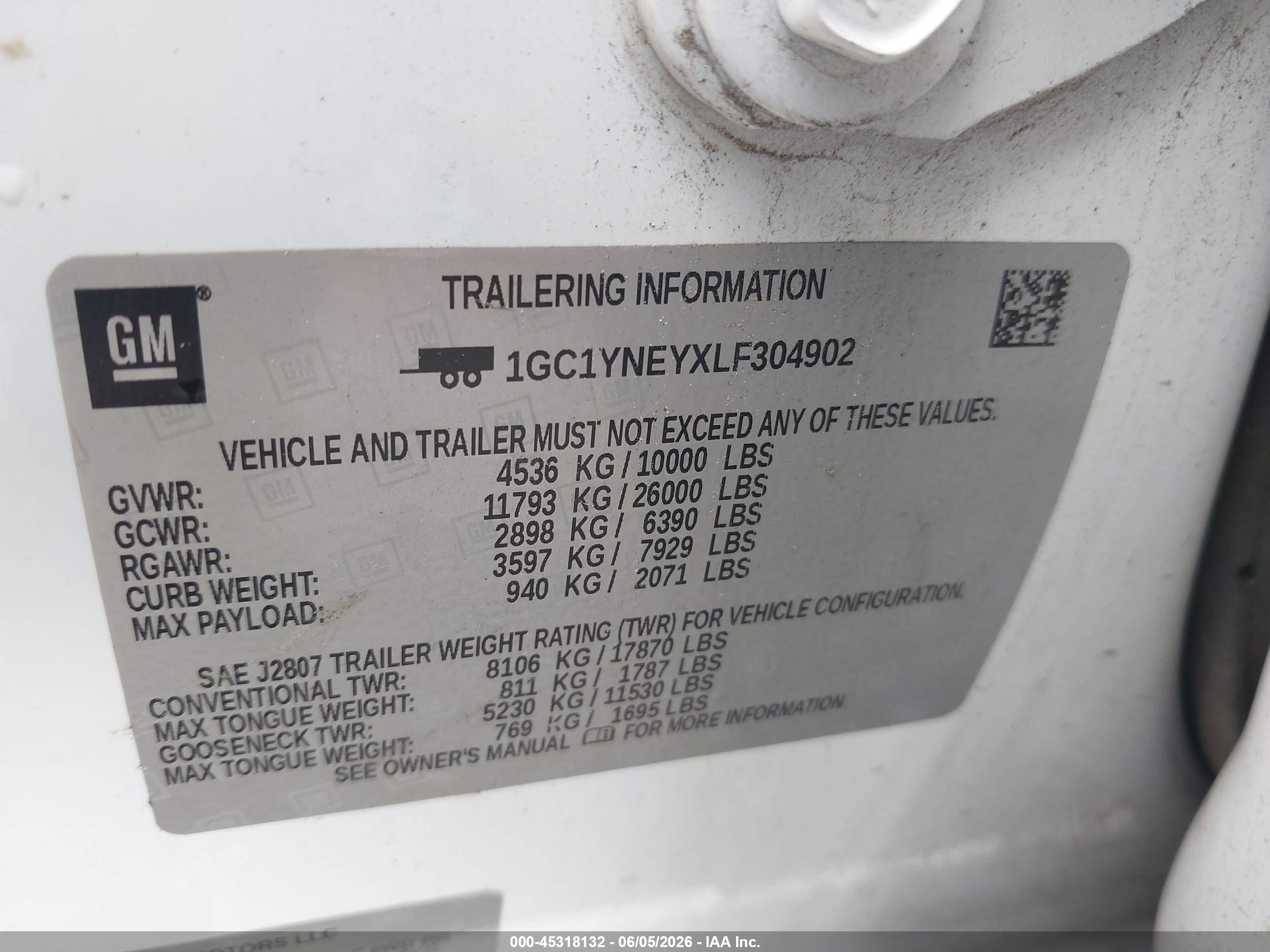 2020 Chevrolet Silverado 2500hd   White vin: 1GC1YNEYXLF304902
