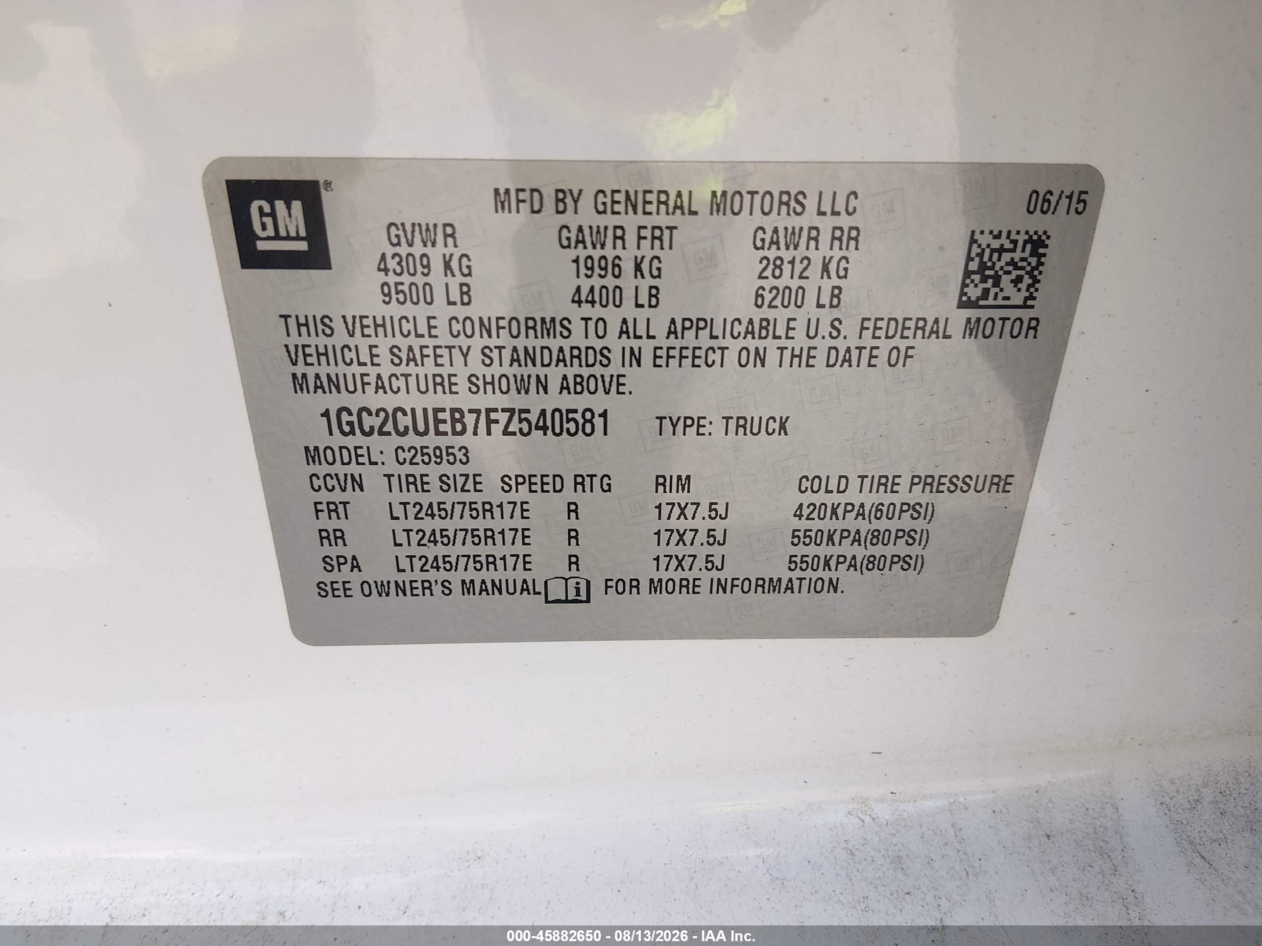 2015 Chevrolet Silverado 2500hd Built After Aug 14 Work Truck White vin: 1GC2CUEB7FZ540581