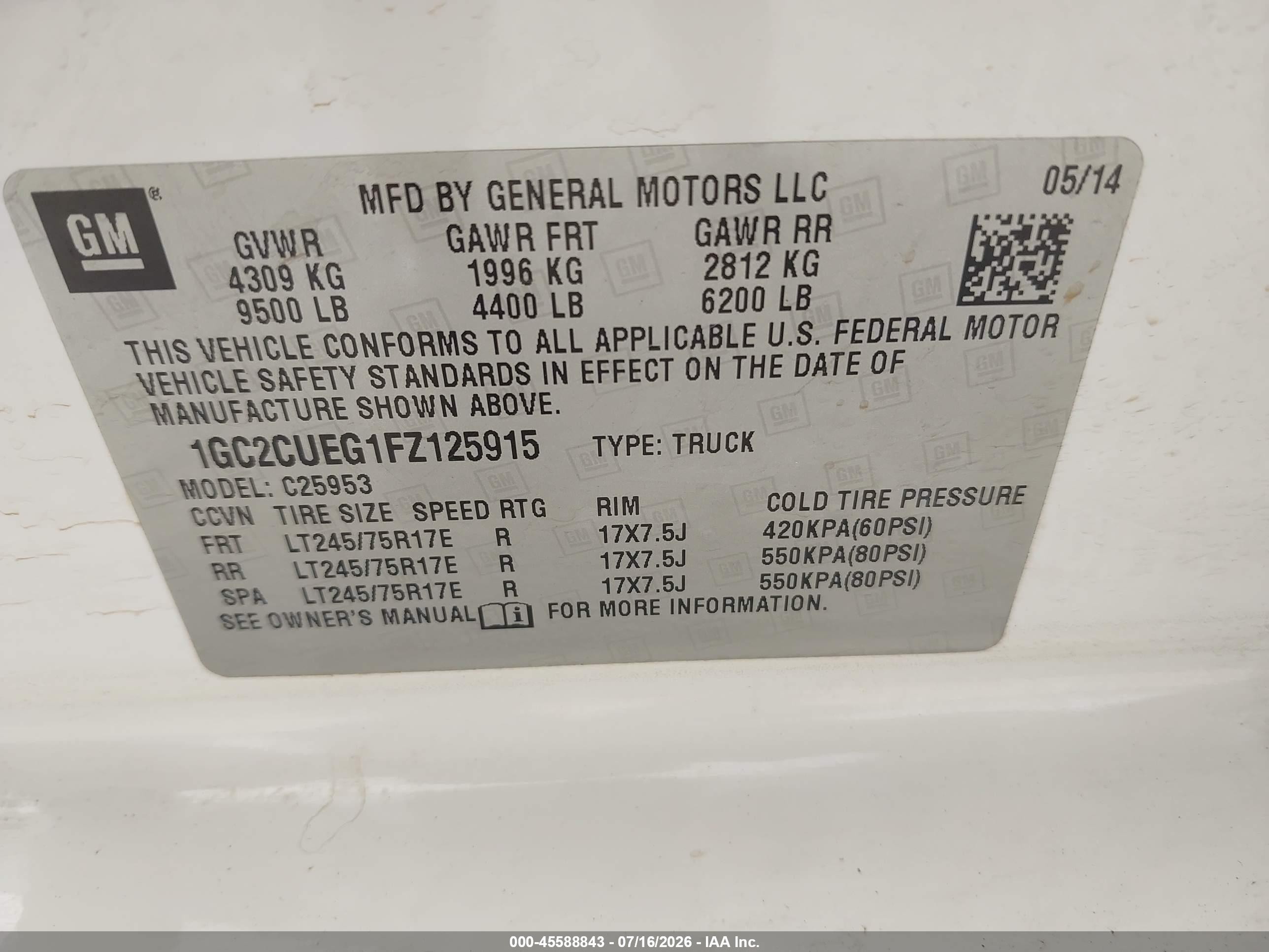 2015 Chevrolet Silverado 2500hd Work Truck White vin: 1GC2CUEG1FZ125915