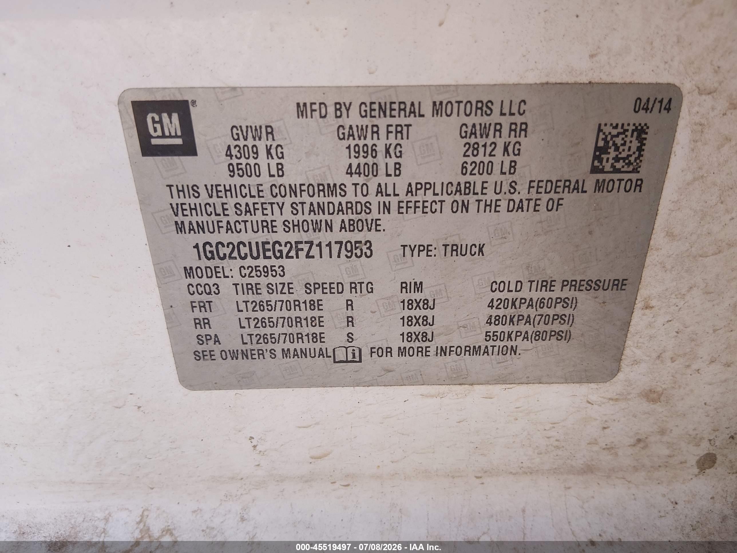 2015 Chevrolet Silverado 2500hd Work Truck White vin: 1GC2CUEG2FZ117953