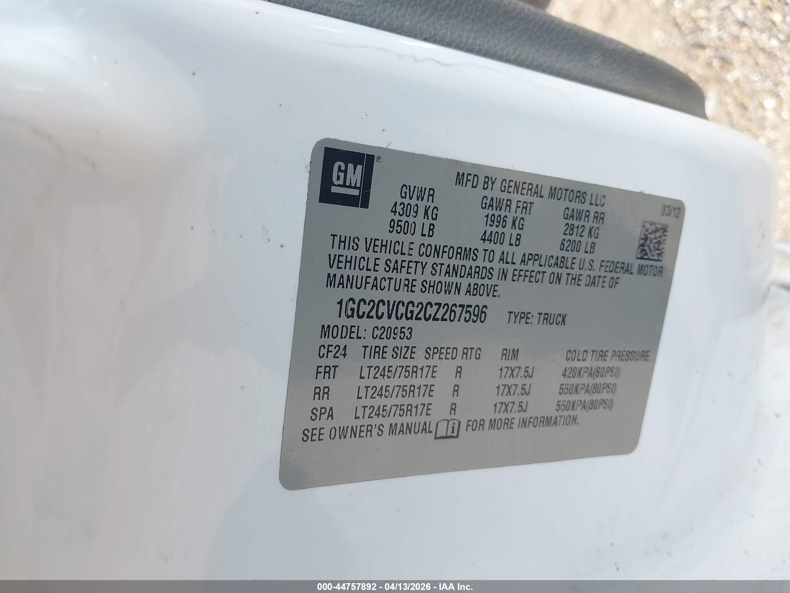 2012 Chevrolet Silverado 2500hd Work Truck White vin: 1GC2CVCG2CZ267596