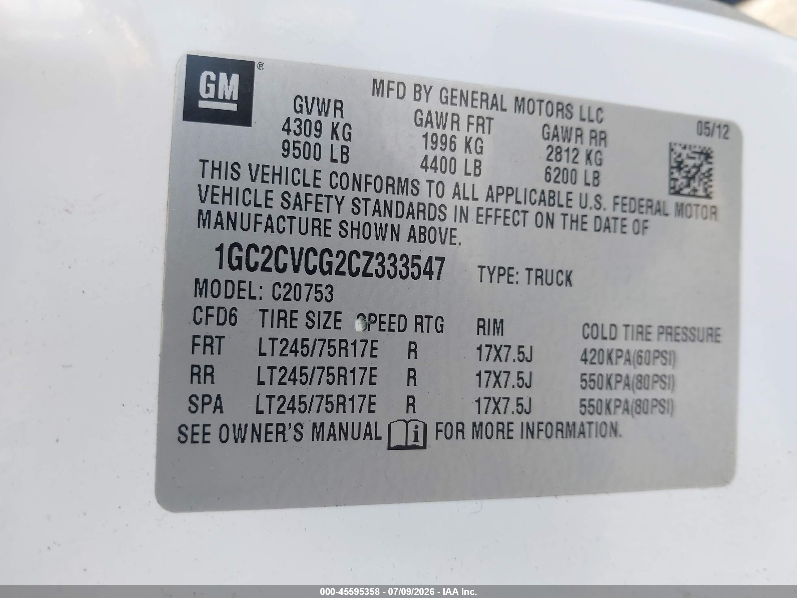 2012 Chevrolet Silverado 2500hd Work Truck White vin: 1GC2CVCG2CZ333547